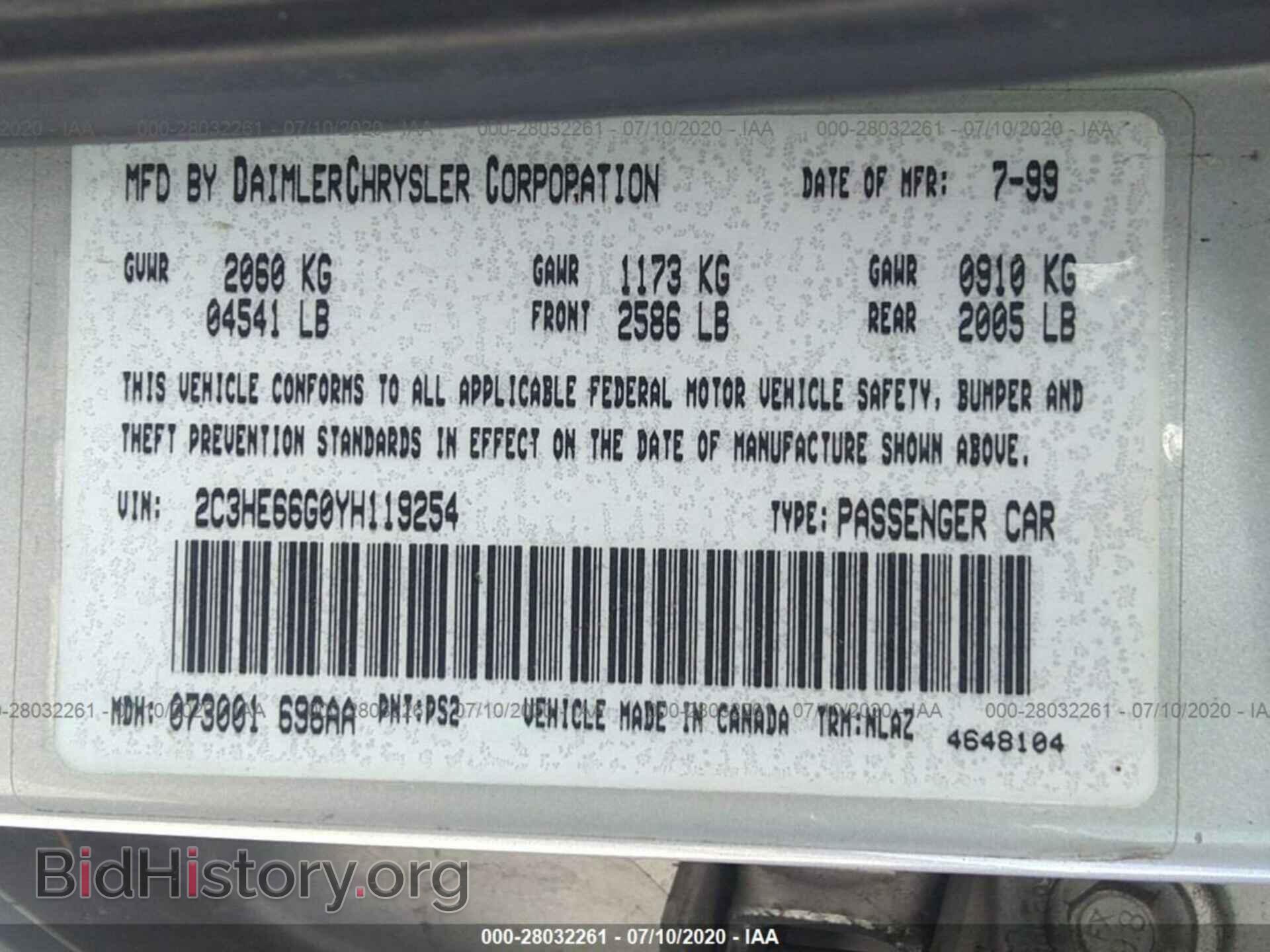 2000 CHRYSLER 300M - VIN: 2C3HE66G0YH119254 - Photo 9