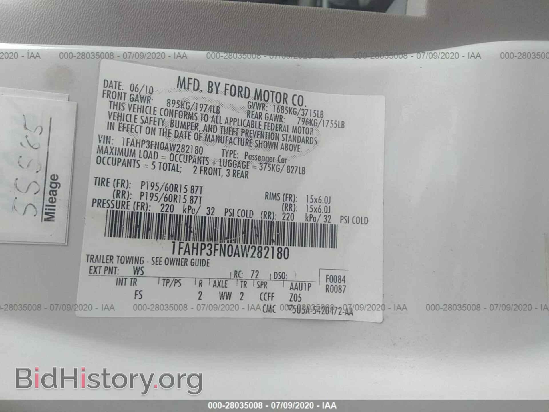 2010 FORD FOCUS - VIN: 1FAHP3FN0AW282180 - Фото 9