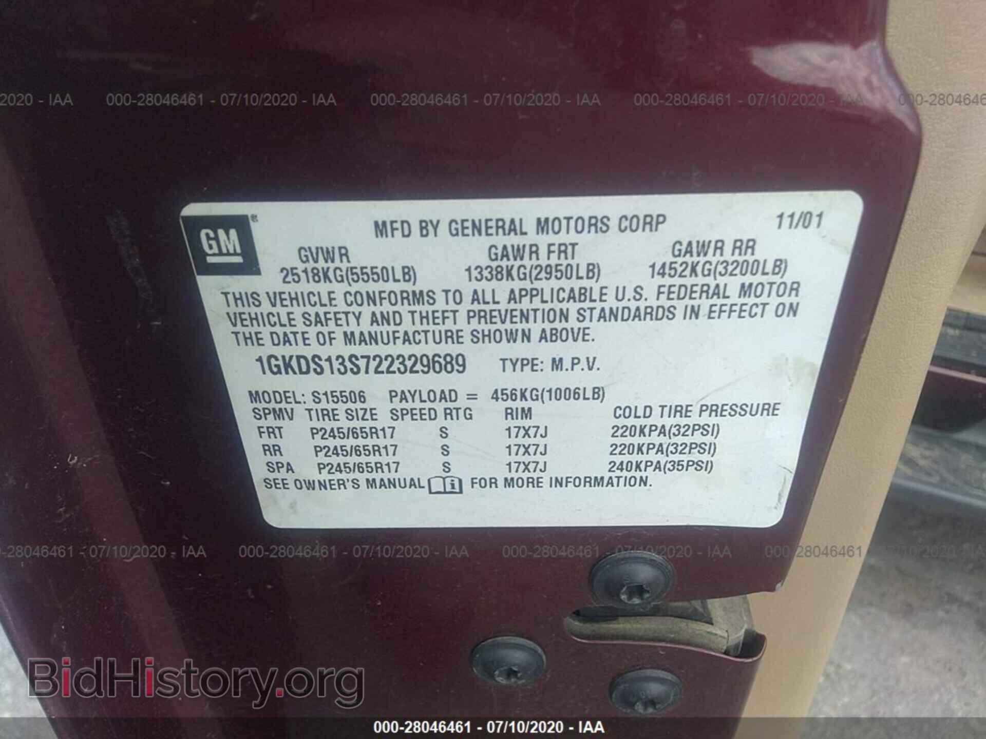 2002 GMC ENVOY - VIN: 1GKDS13S722329689 - Фото 9