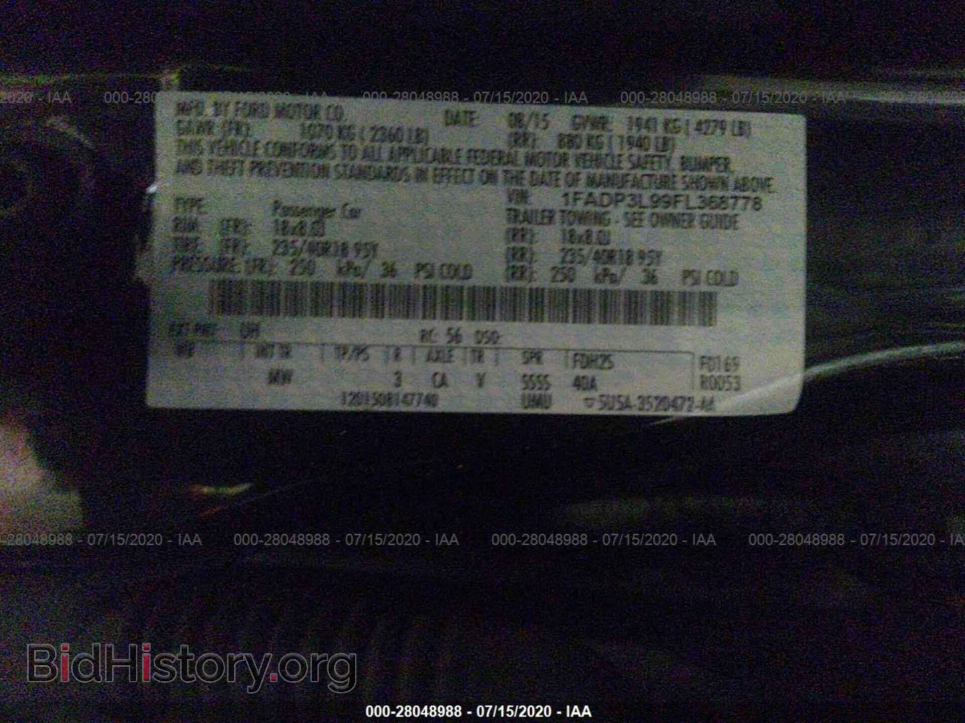 2015 FORD FOCUS - VIN: 1FADP3L99FL368778 - Фото 9