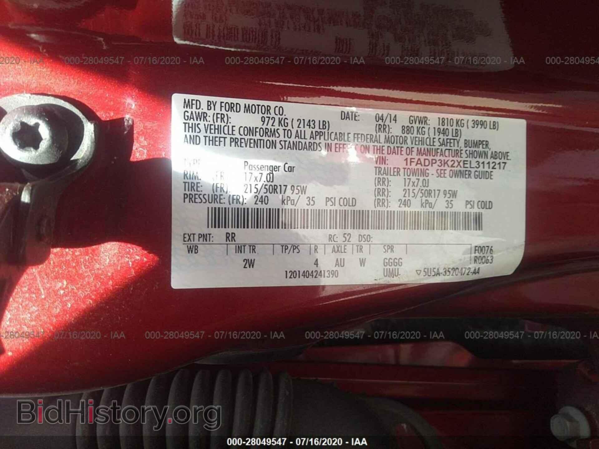 2014 FORD FOCUS - VIN: 1FADP3K2XEL311217 - Фото 9