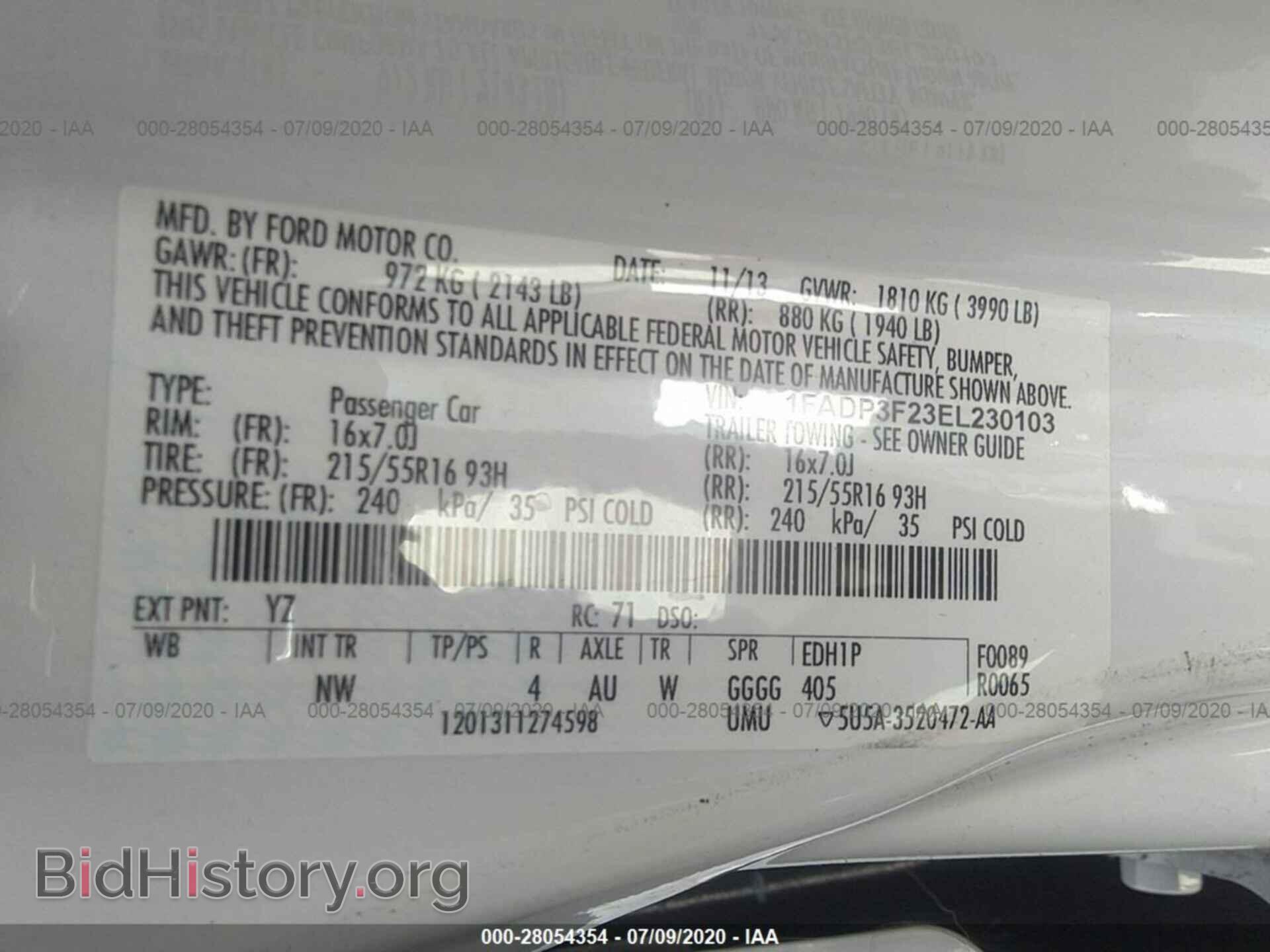 2014 FORD FOCUS - VIN: 1FADP3F23EL230103 - Фото 9