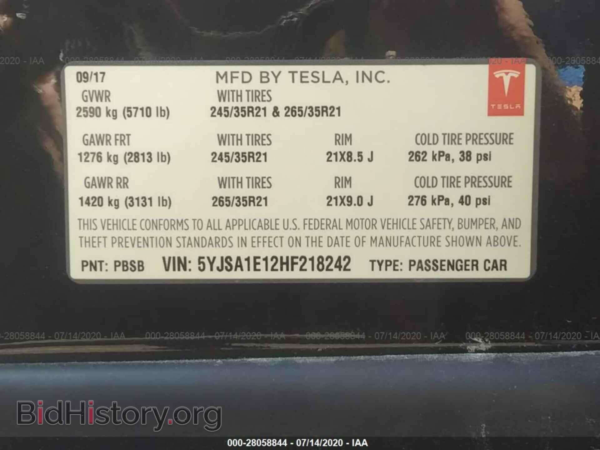 2017 TESLA MODEL S - VIN: 5YJSA1E12HF218242 - Photo 9