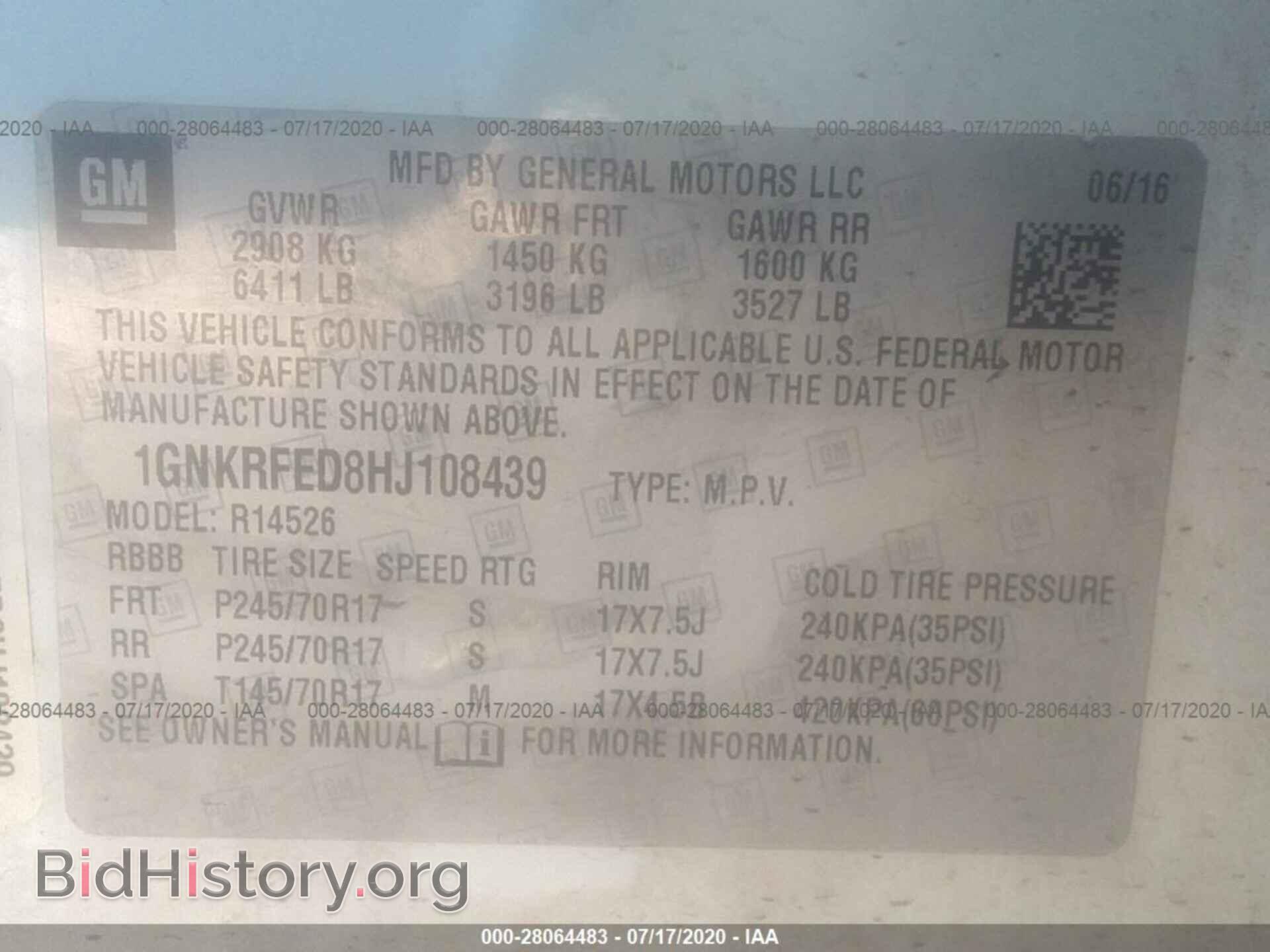 2017 CHEVROLET TRAVERSE - VIN: 1GNKRFED8HJ108439 - Фото 9