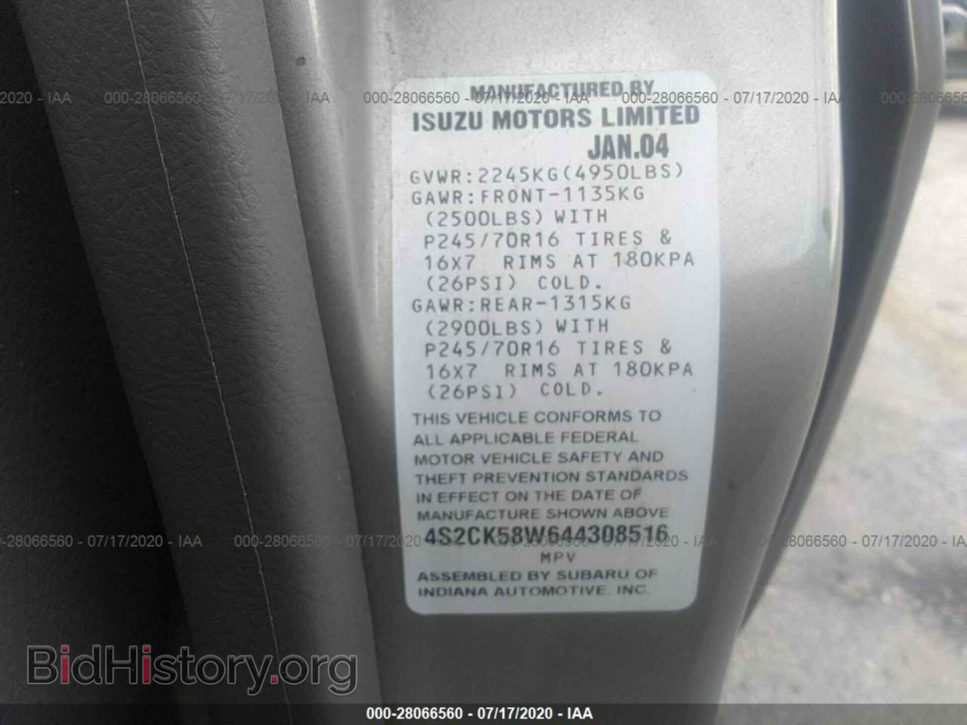 2004 ISUZU RODEO - VIN: 4S2CK58W644308516 - Фото 9