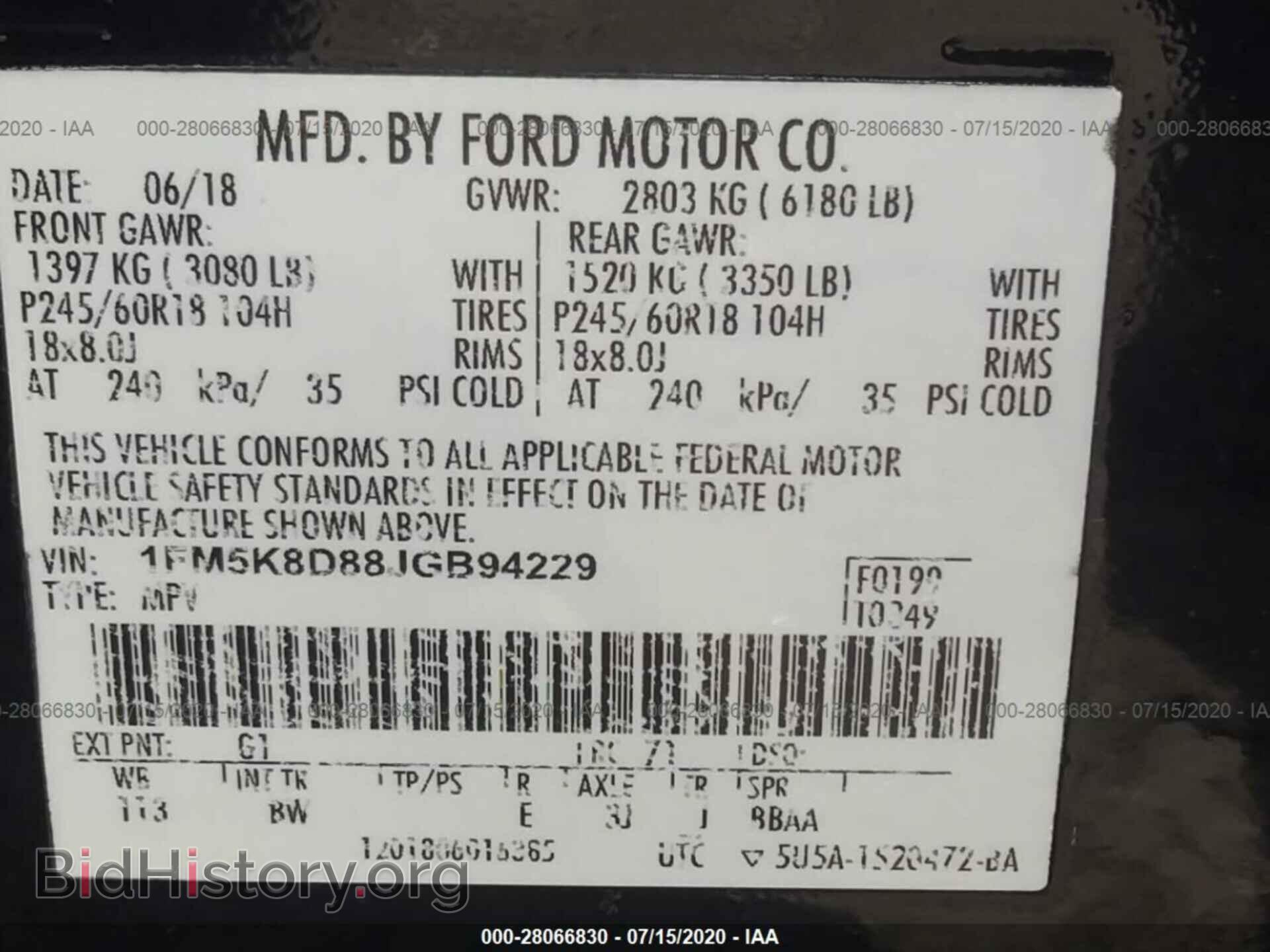 2018 FORD EXPLORER - VIN: 1FM5K8D88JGB94229 - Photo 9