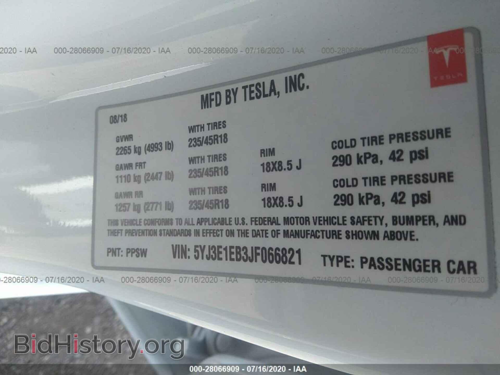 2018 TESLA MODEL 3 - VIN: 5YJ3E1EB3JF066821 - Фото 9