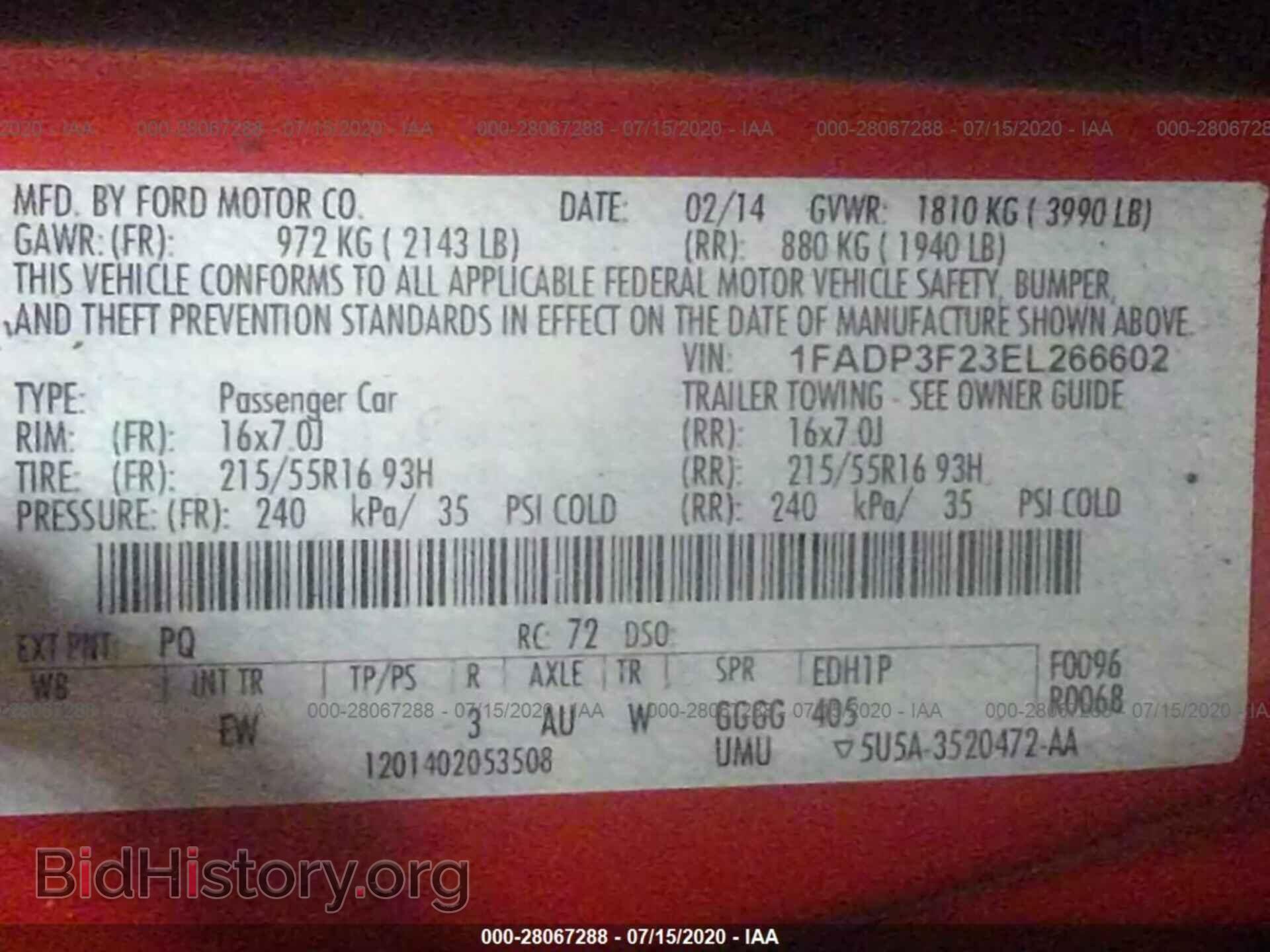 2014 FORD FOCUS - VIN: 1FADP3F23EL266602 - Фото 9