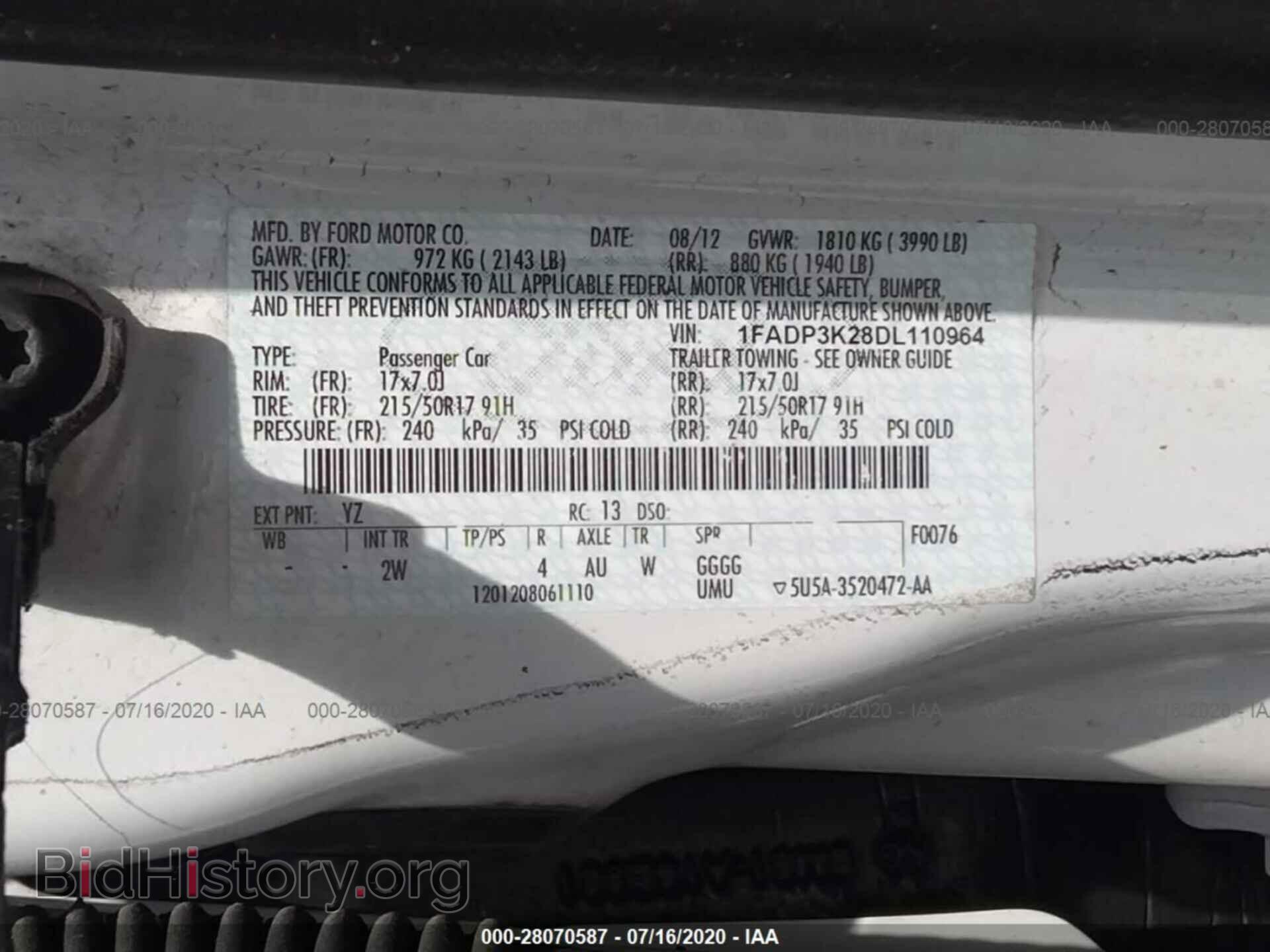 2013 FORD FOCUS - VIN: 1FADP3K28DL110964 - Photo 9