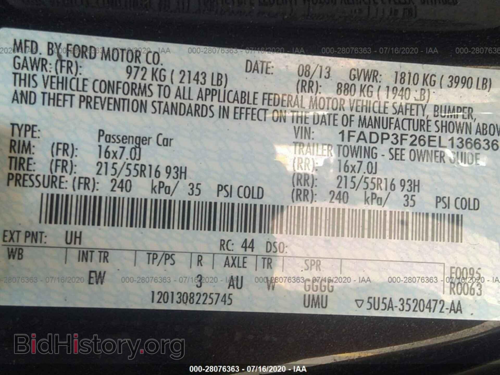 2014 FORD FOCUS - VIN: 1FADP3F26EL136636 - Фото 9