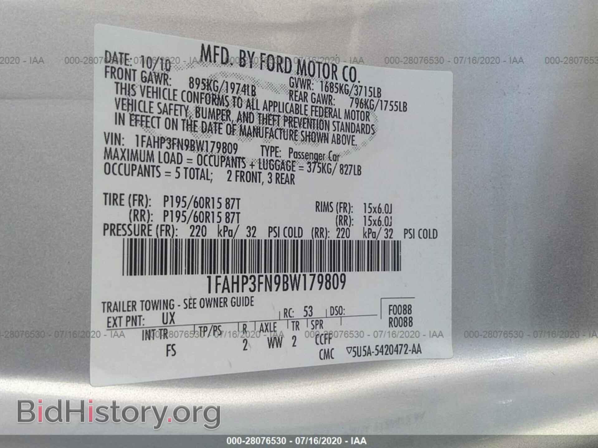 2011 FORD FOCUS - VIN: 1FAHP3FN9BW179809 - Фото 9