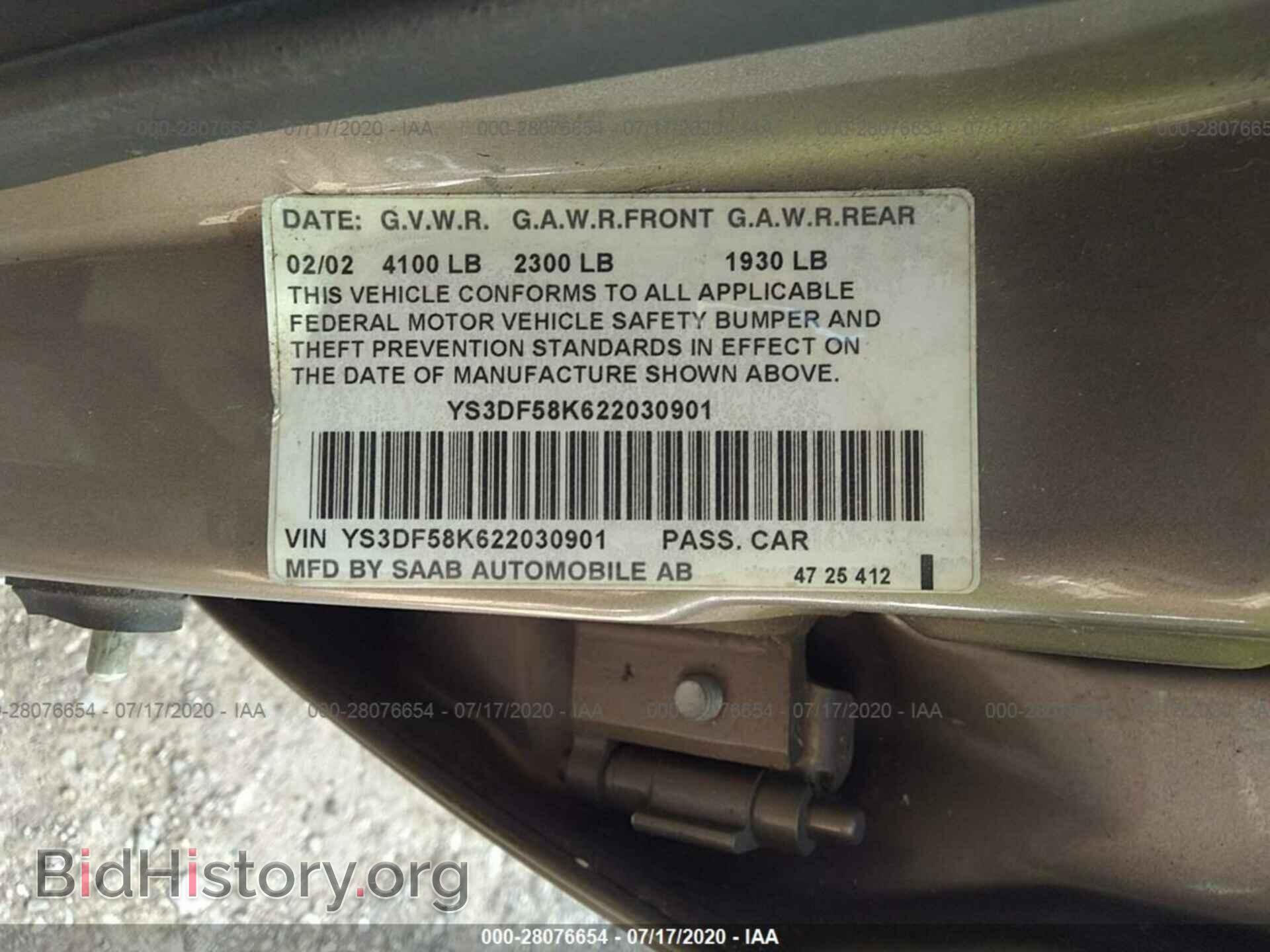 2002 SAAB 9-3 - VIN: YS3DF58K622030901 - Photo 9