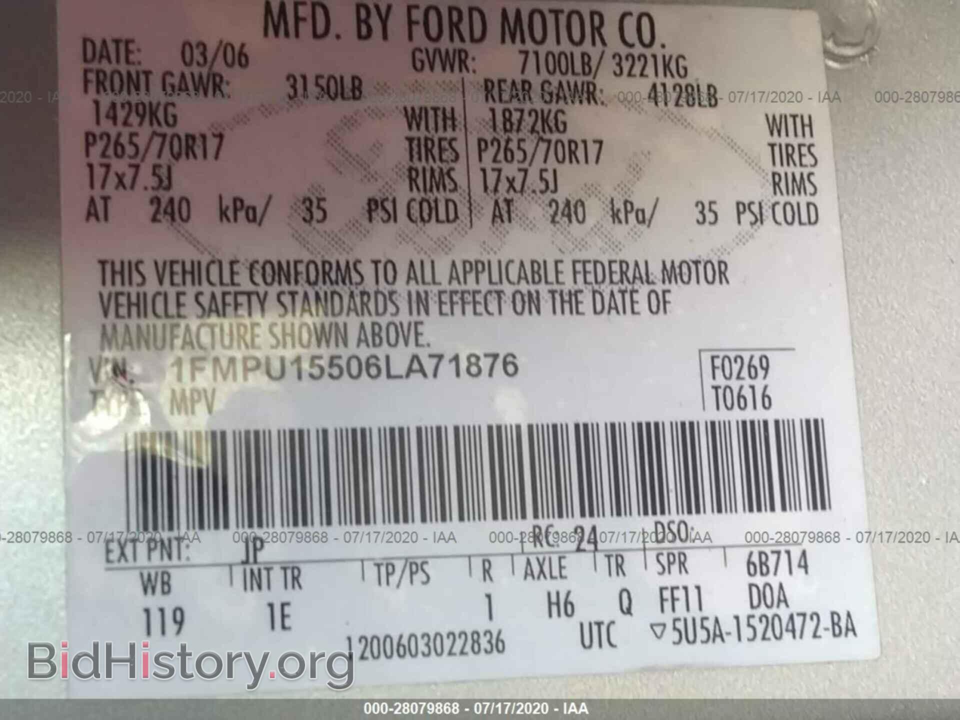 2006 FORD EXPEDITION - VIN: 1FMPU15506LA71876 - Фото 9