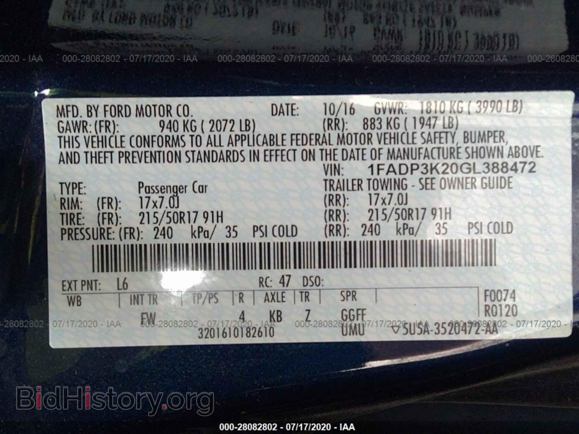 2016 FORD FOCUS - VIN: 1FADP3K20GL388472 - Фото 9