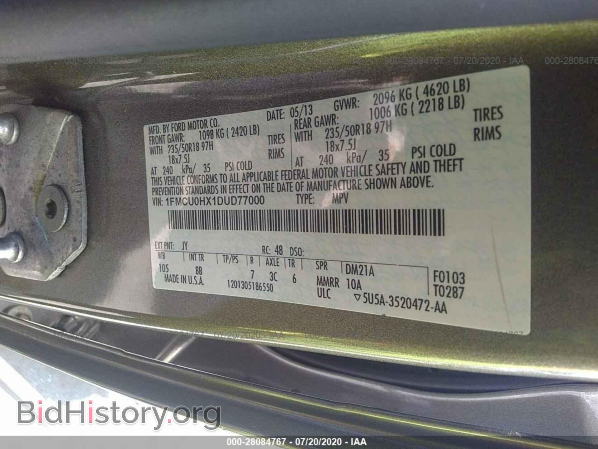 2013 FORD ESCAPE - VIN: 1FMCU0HX1DUD77000 - Photo 9
