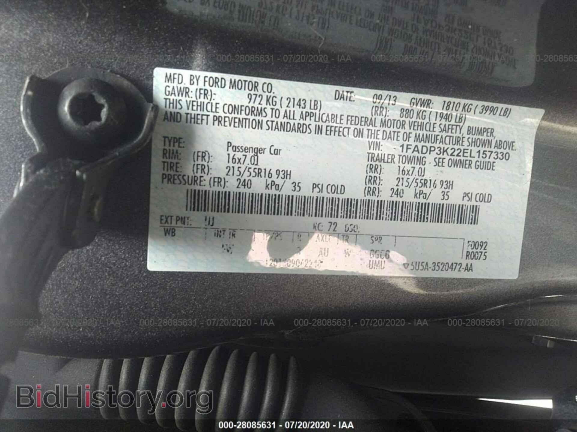 2014 FORD FOCUS - VIN: 1FADP3K22EL157330 - Фото 9