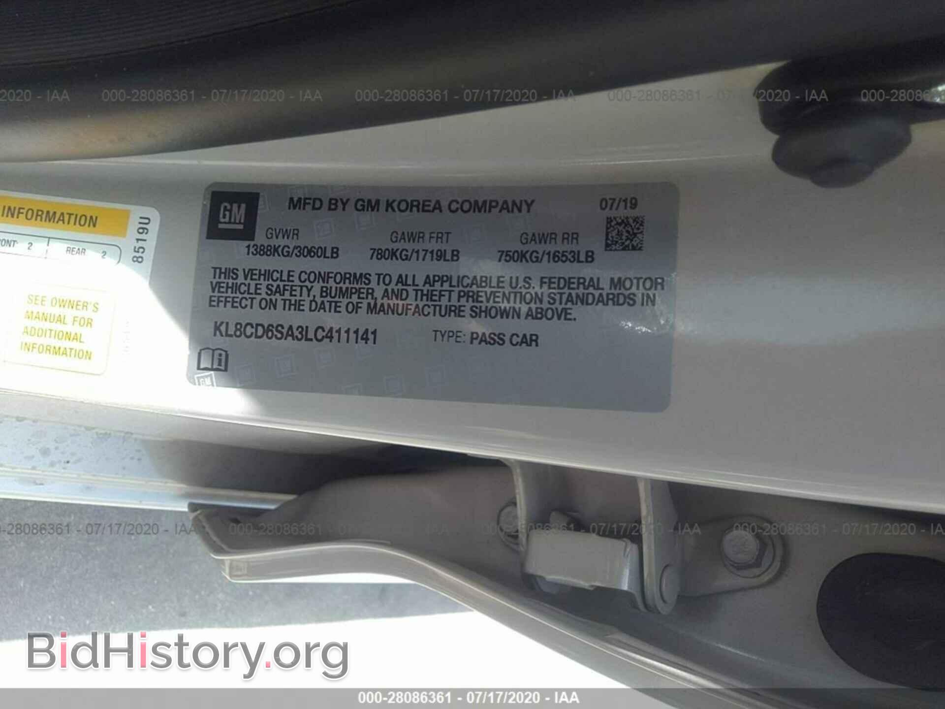 2020 CHEVROLET SPARK - VIN: KL8CD6SA3LC411141 - Фото 9