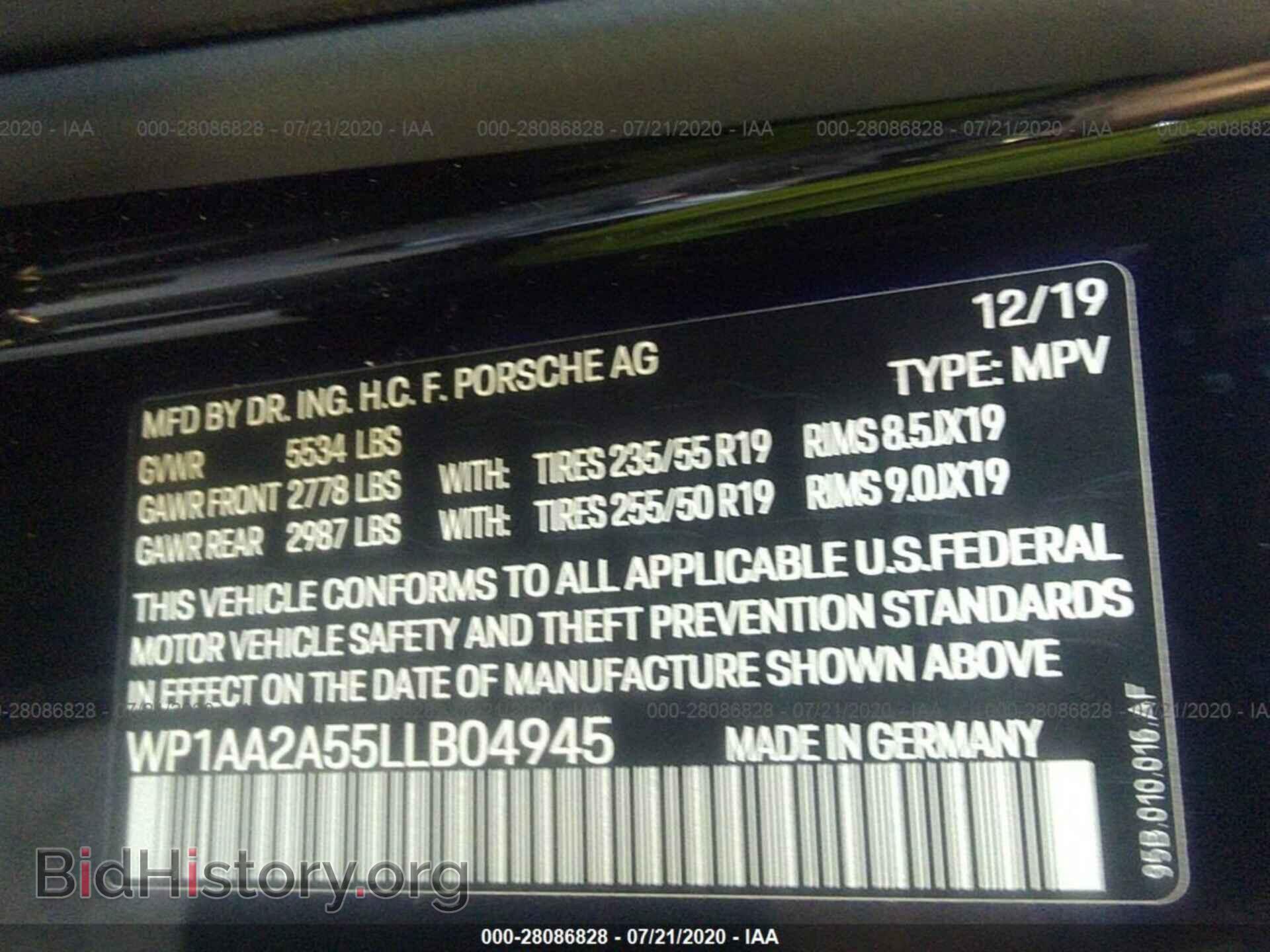 2020 PORSCHE MACAN - VIN: WP1AA2A55LLB04945 - Фото 9