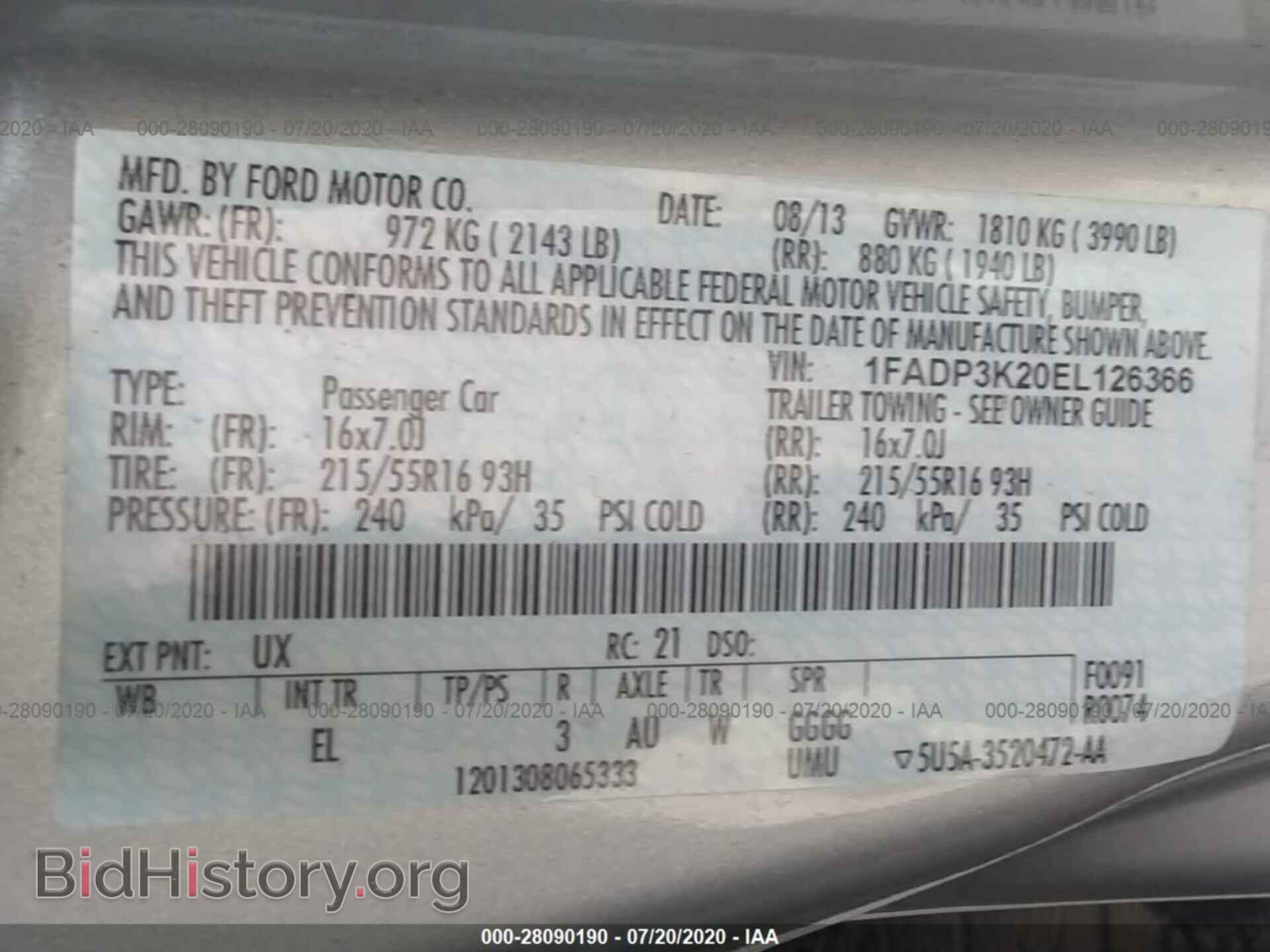2014 FORD FOCUS - VIN: 1FADP3K20EL126366 - Фото 9