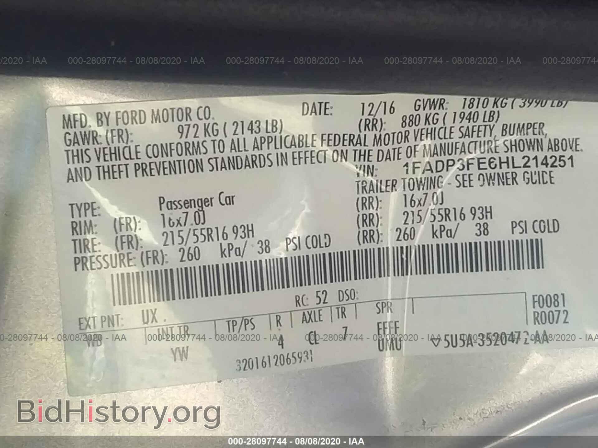 2017 FORD FOCUS - VIN: 1FADP3FE6HL214251 - Фото 9