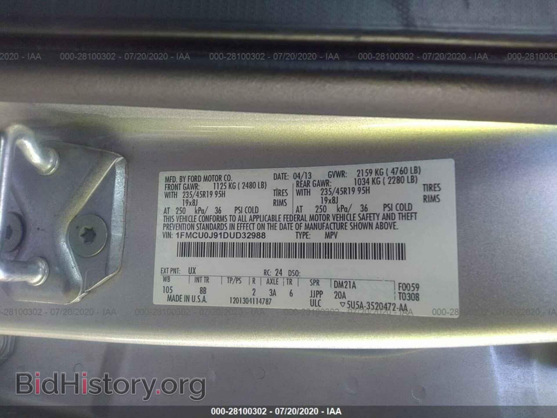 2013 FORD ESCAPE - VIN: 1FMCU0J91DUD32988 - Photo 9