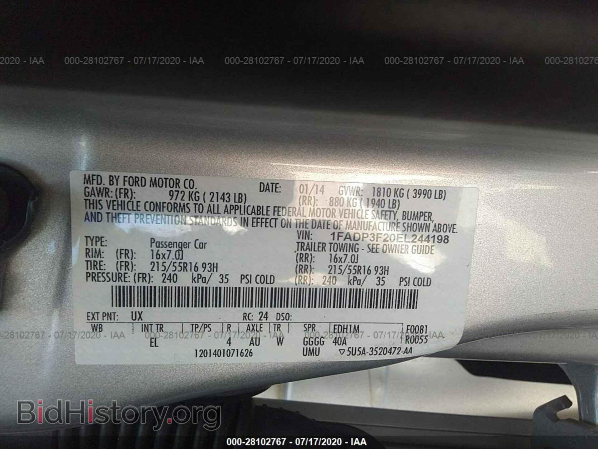 2014 FORD FOCUS - VIN: 1FADP3F20EL244198 - Фото 9