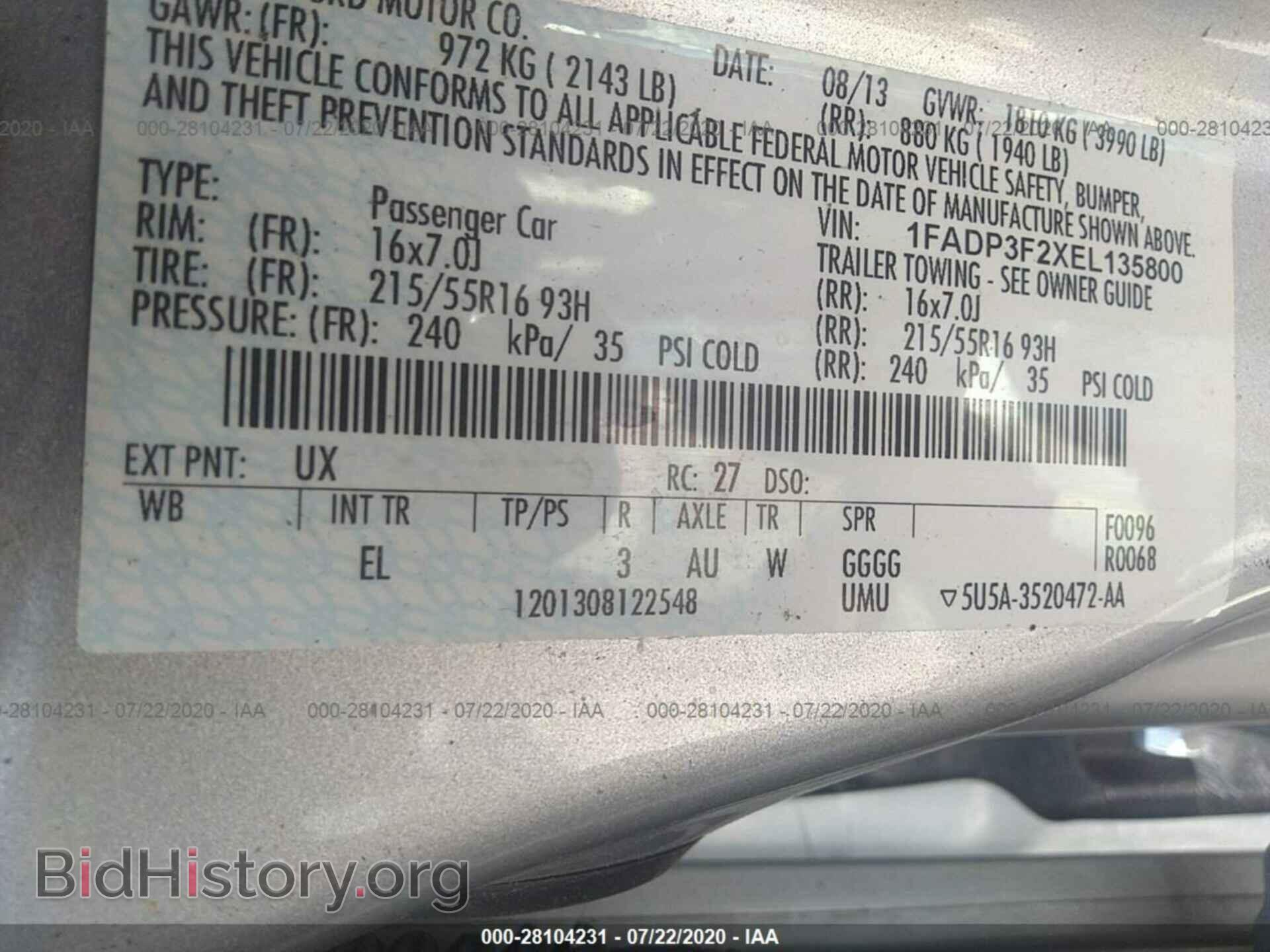 2014 FORD FOCUS - VIN: 1FADP3F2XEL135800 - Фото 9