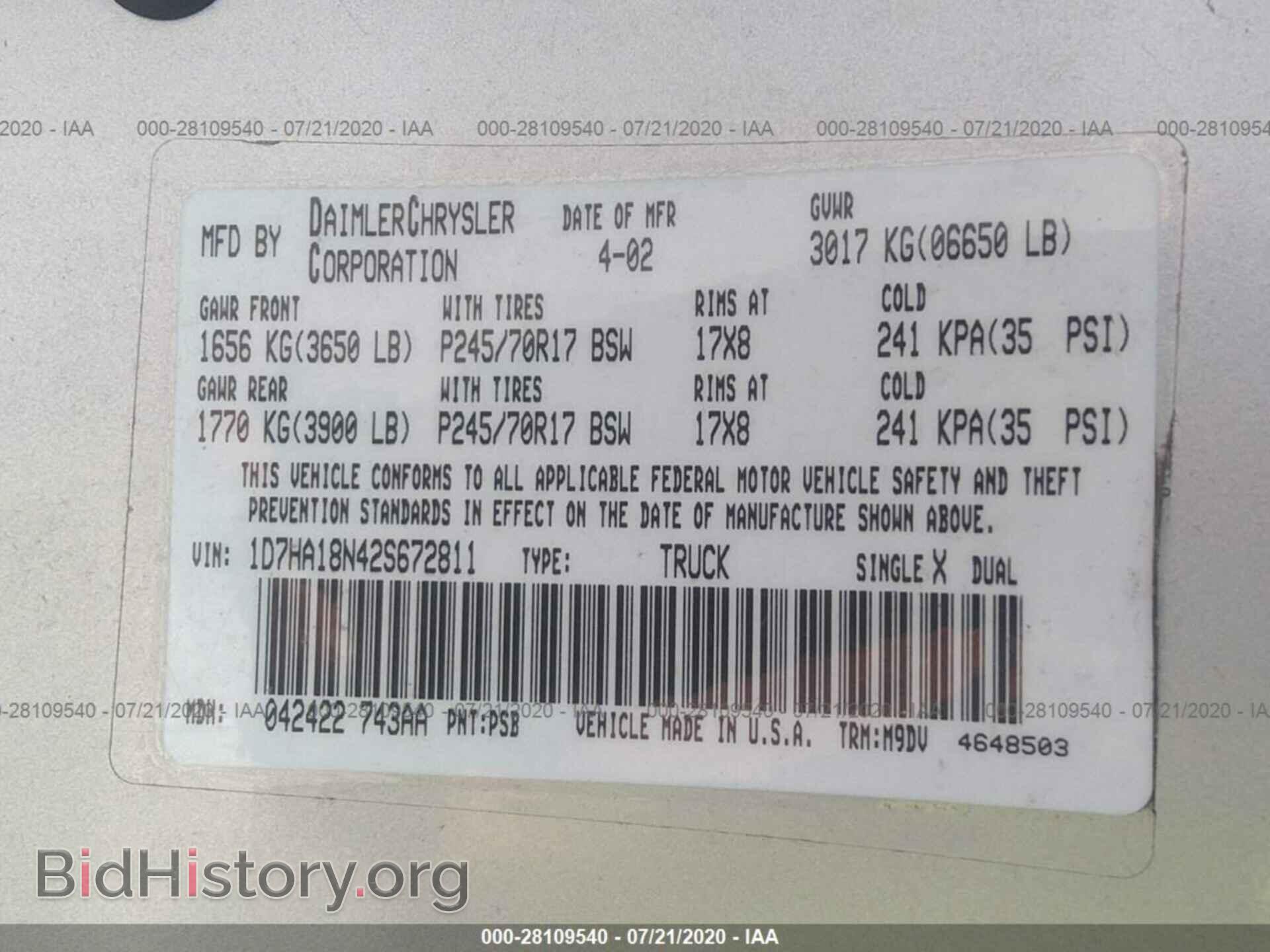 2002 DODGE RAM 1500 - VIN: 1D7HA18N42S672811 - Photo 9