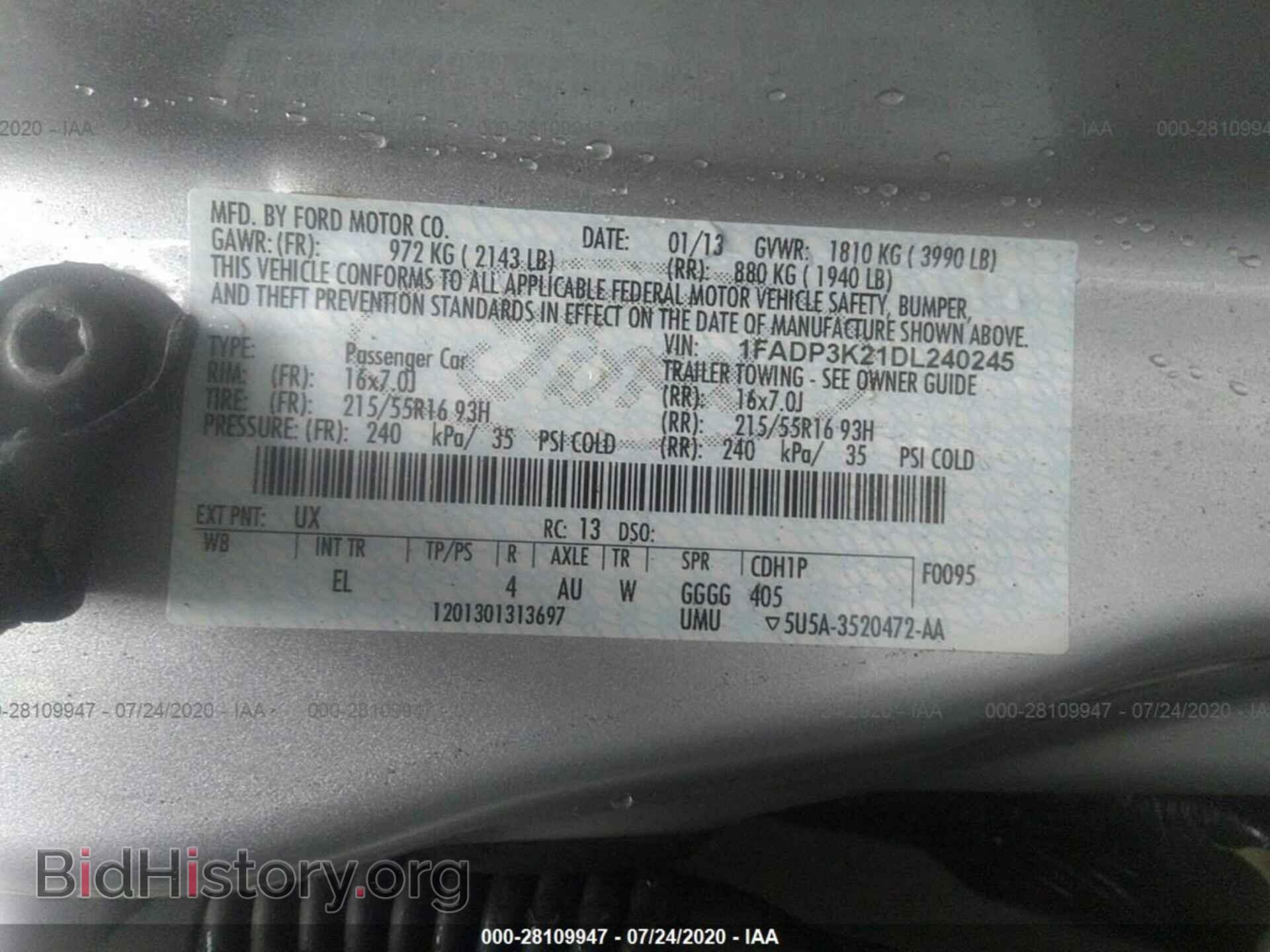 2013 FORD FOCUS - VIN: 1FADP3K21DL240245 - Фото 9