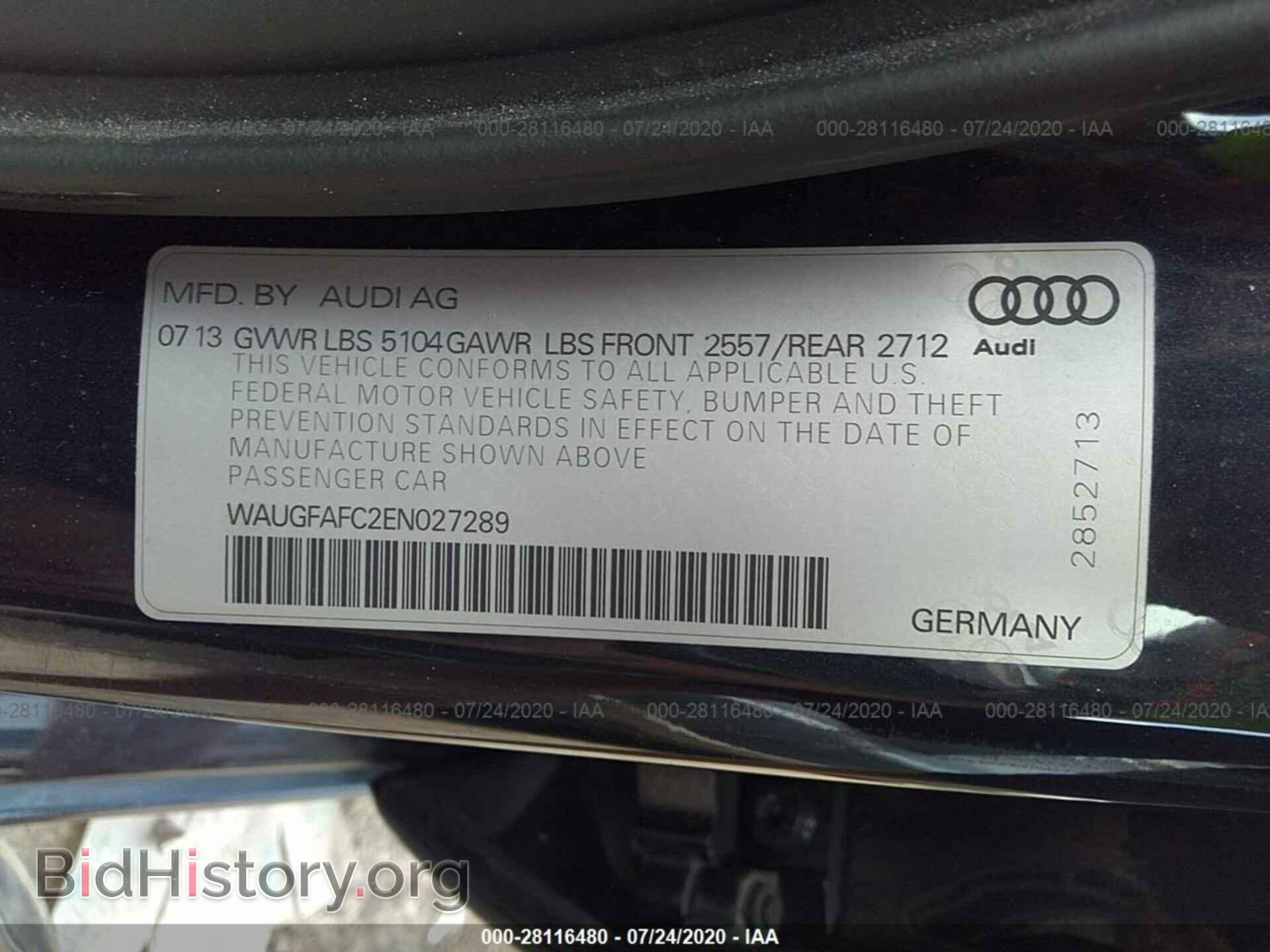 2014 AUDI A6 - VIN: WAUGFAFC2EN027289 - Фото 9