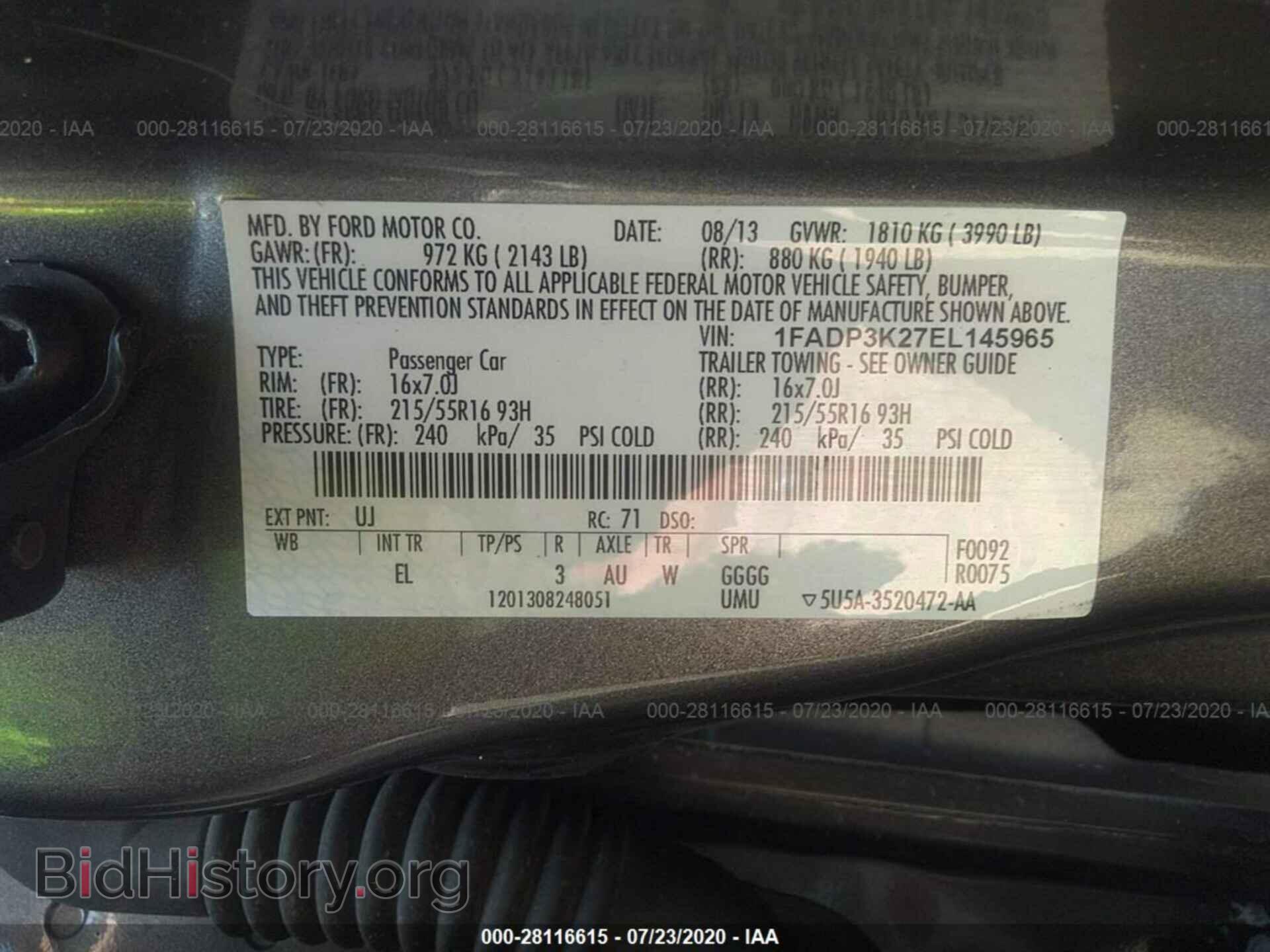 2014 FORD FOCUS - VIN: 1FADP3K27EL145965 - Фото 9