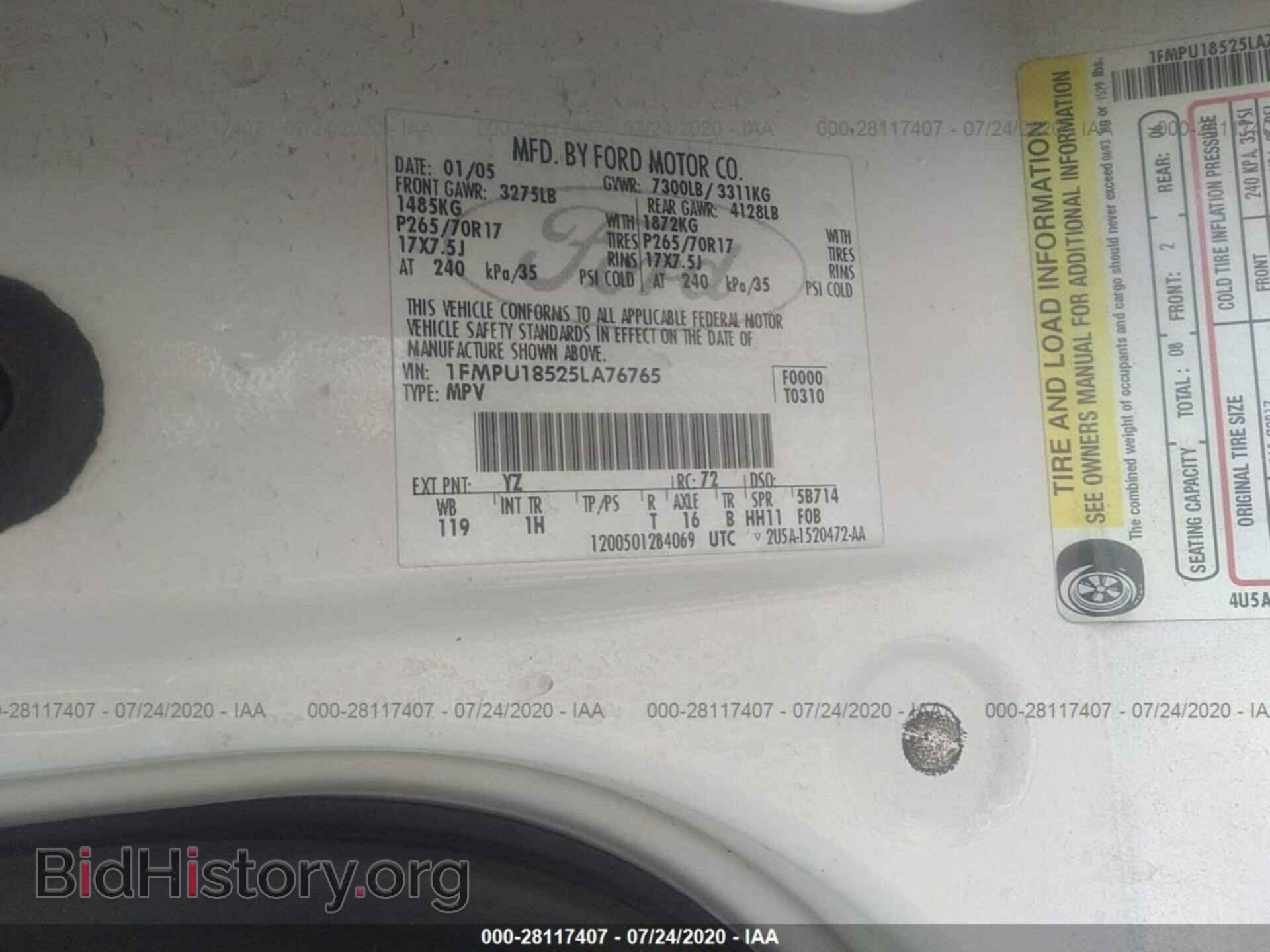2005 FORD EXPEDITION - VIN: 1FMPU18525LA76765 - Фото 9