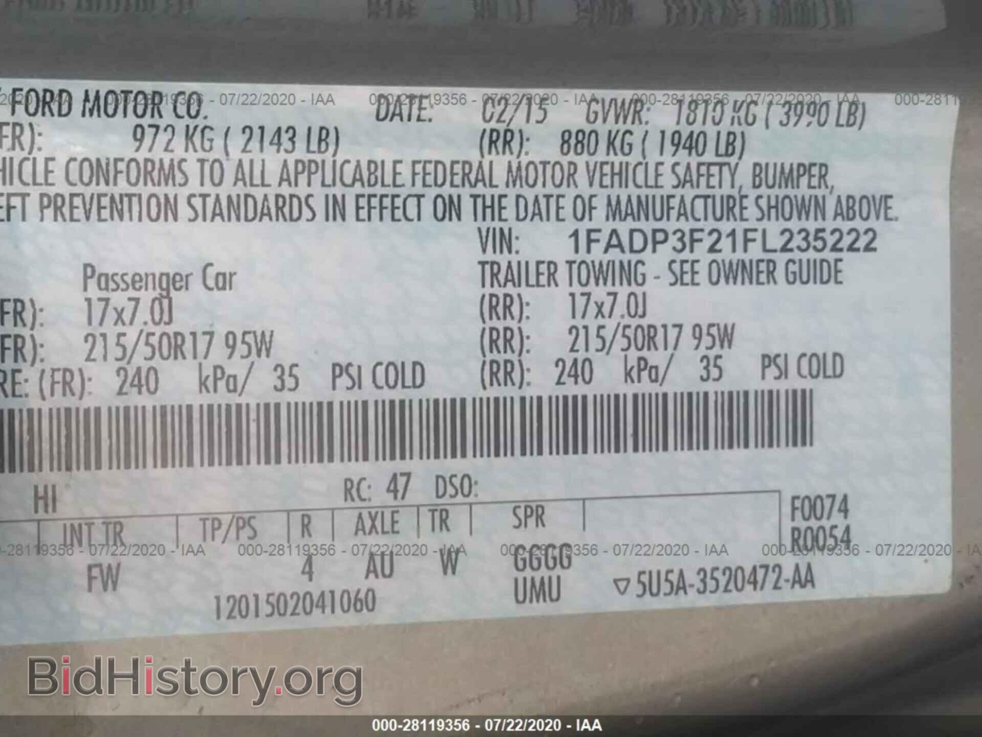2015 FORD FOCUS - VIN: 1FADP3F21FL235222 - Фото 9