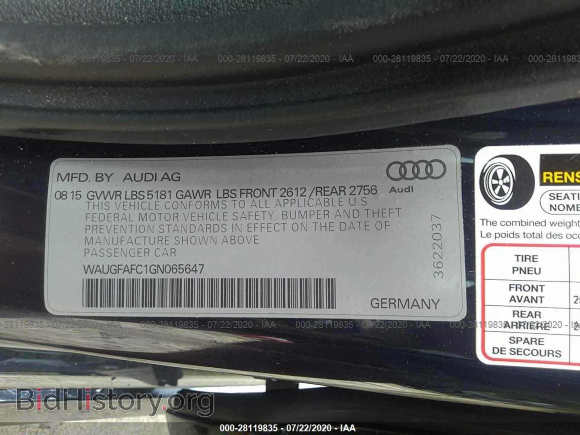 2016 AUDI A6 - VIN: WAUGFAFC1GN065647 - Фото 9