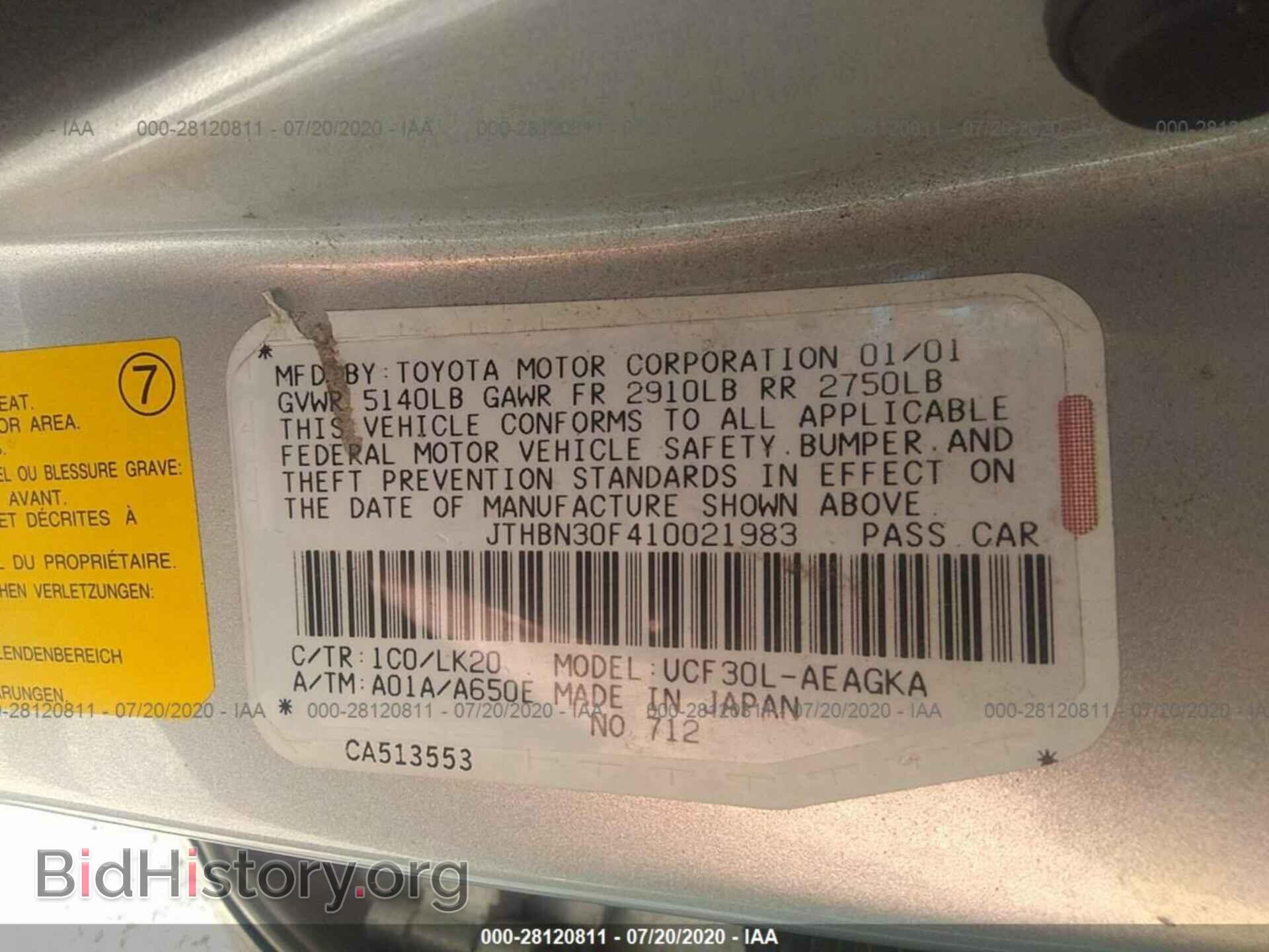 2001 LEXUS LS - VIN: JTHBN30F410021983 - Photo 9