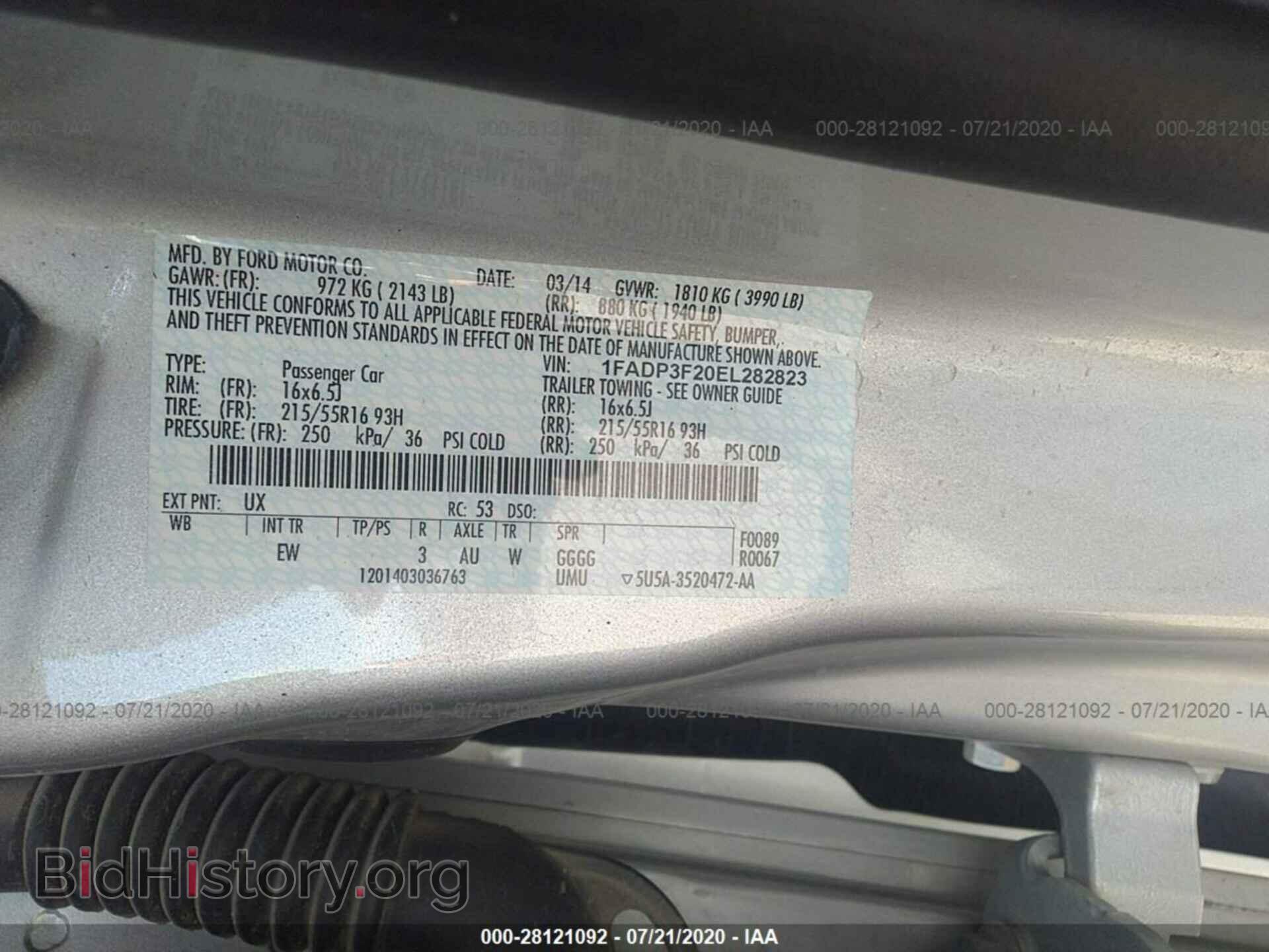 2014 FORD FOCUS - VIN: 1FADP3F20EL282823 - Фото 9