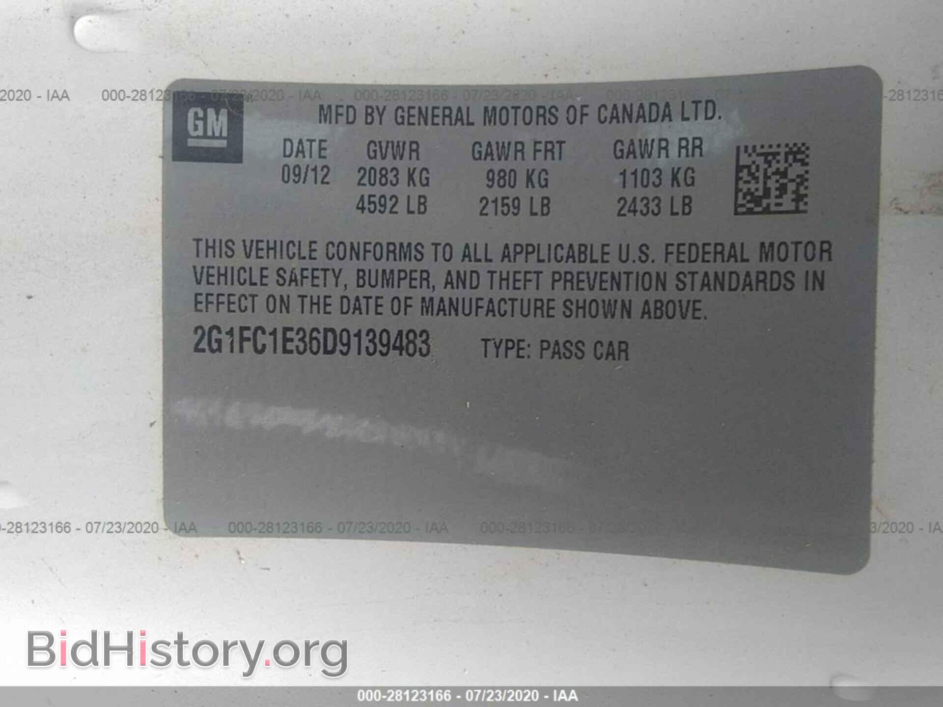 2013 CHEVROLET CAMARO - VIN: 2G1FC1E36D9139483 - Фото 9