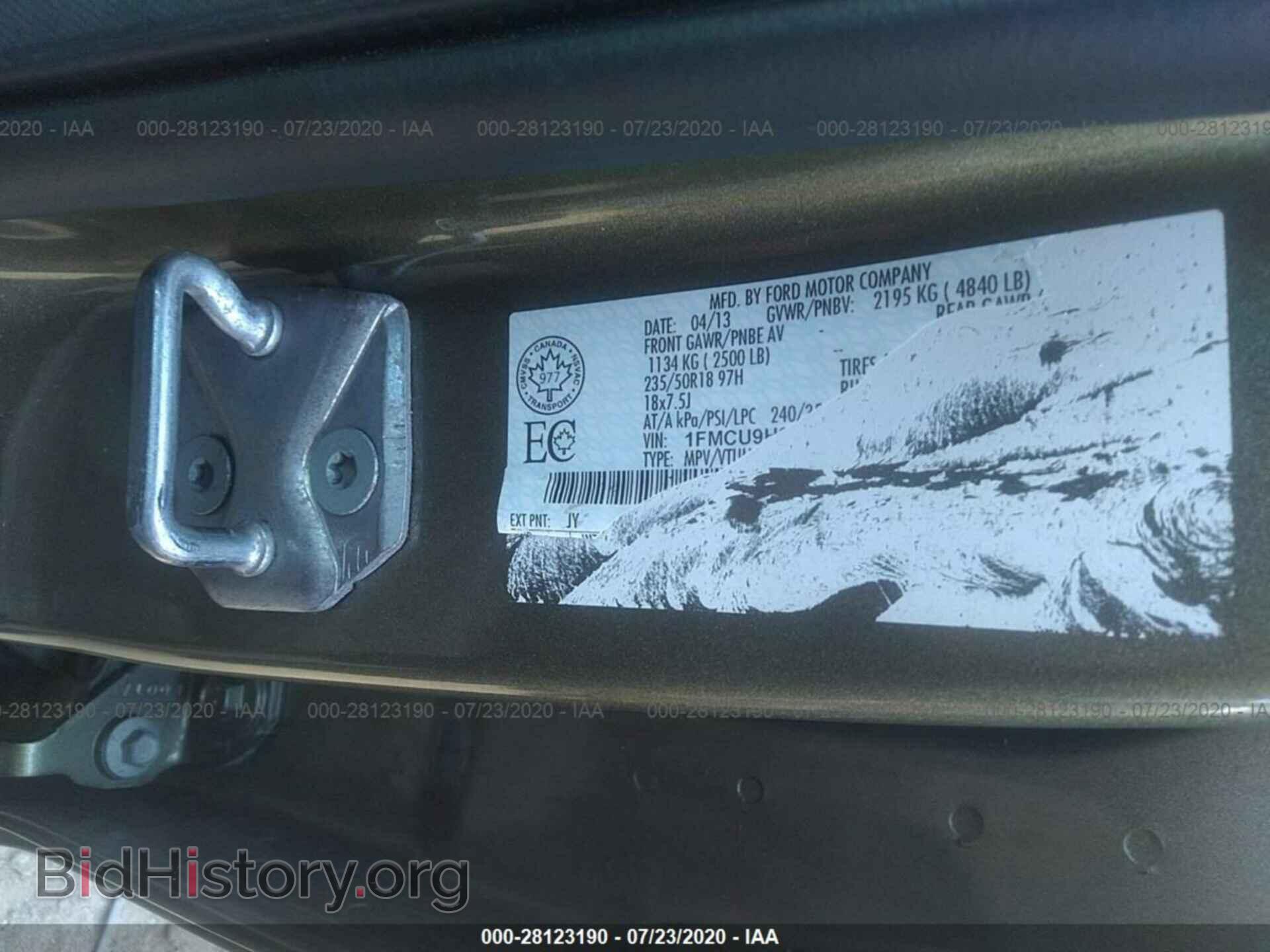 2013 FORD ESCAPE - VIN: 1FMCU9H96DUD27425 - Фото 9