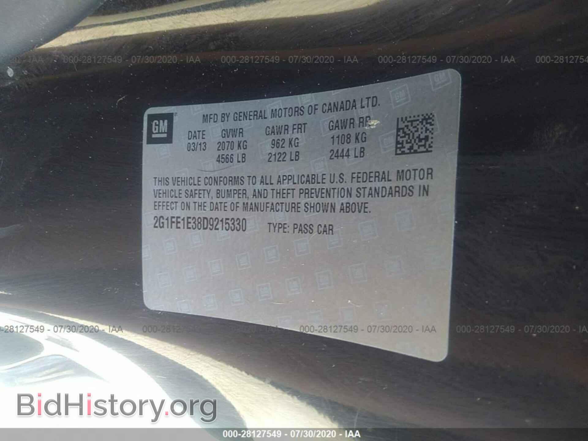 2013 CHEVROLET CAMARO - VIN: 2G1FE1E38D9215330 - Фото 9