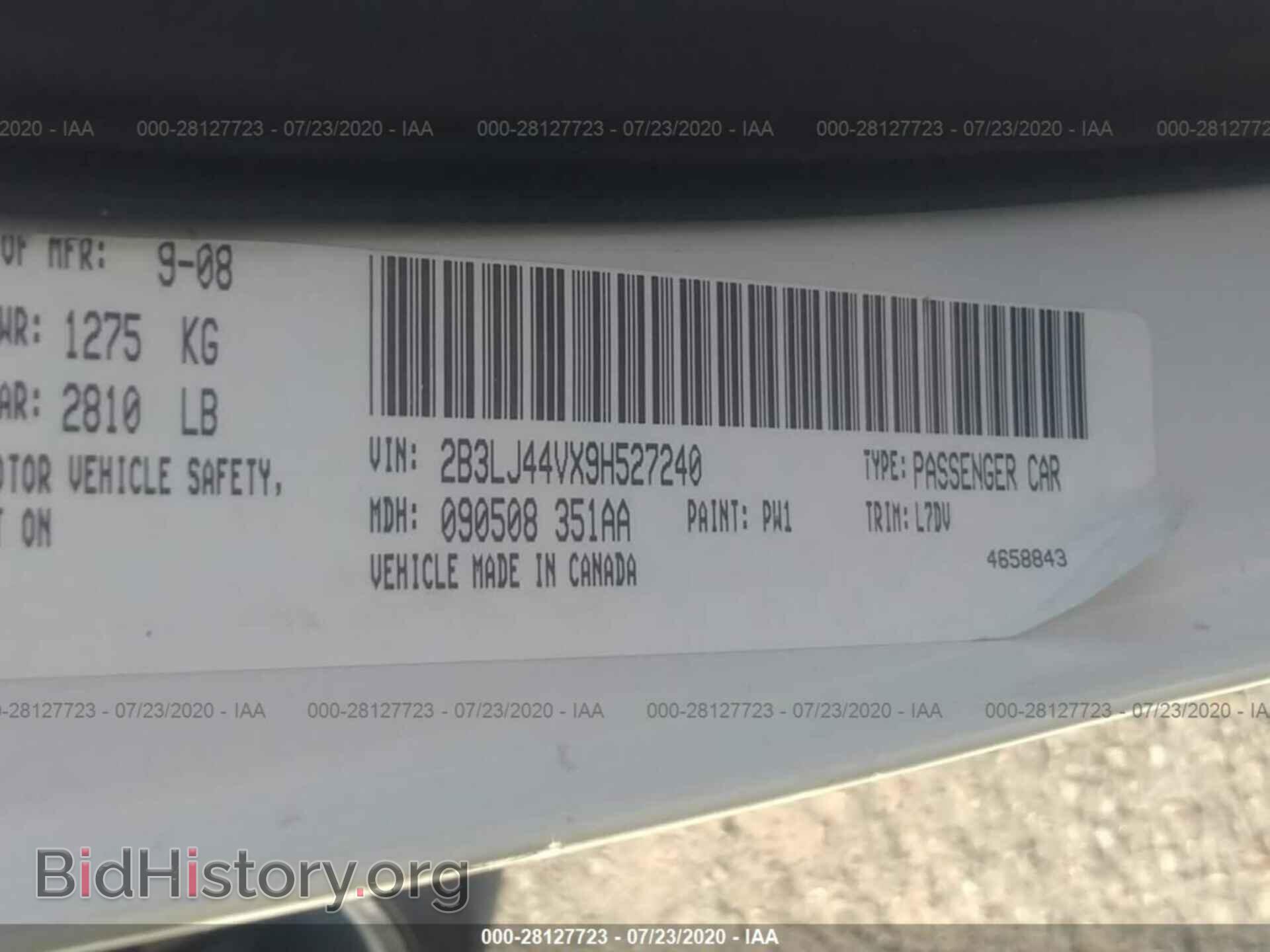2009 DODGE CHALLENGER - VIN: 2B3LJ44VX9H527240 - Фото 9