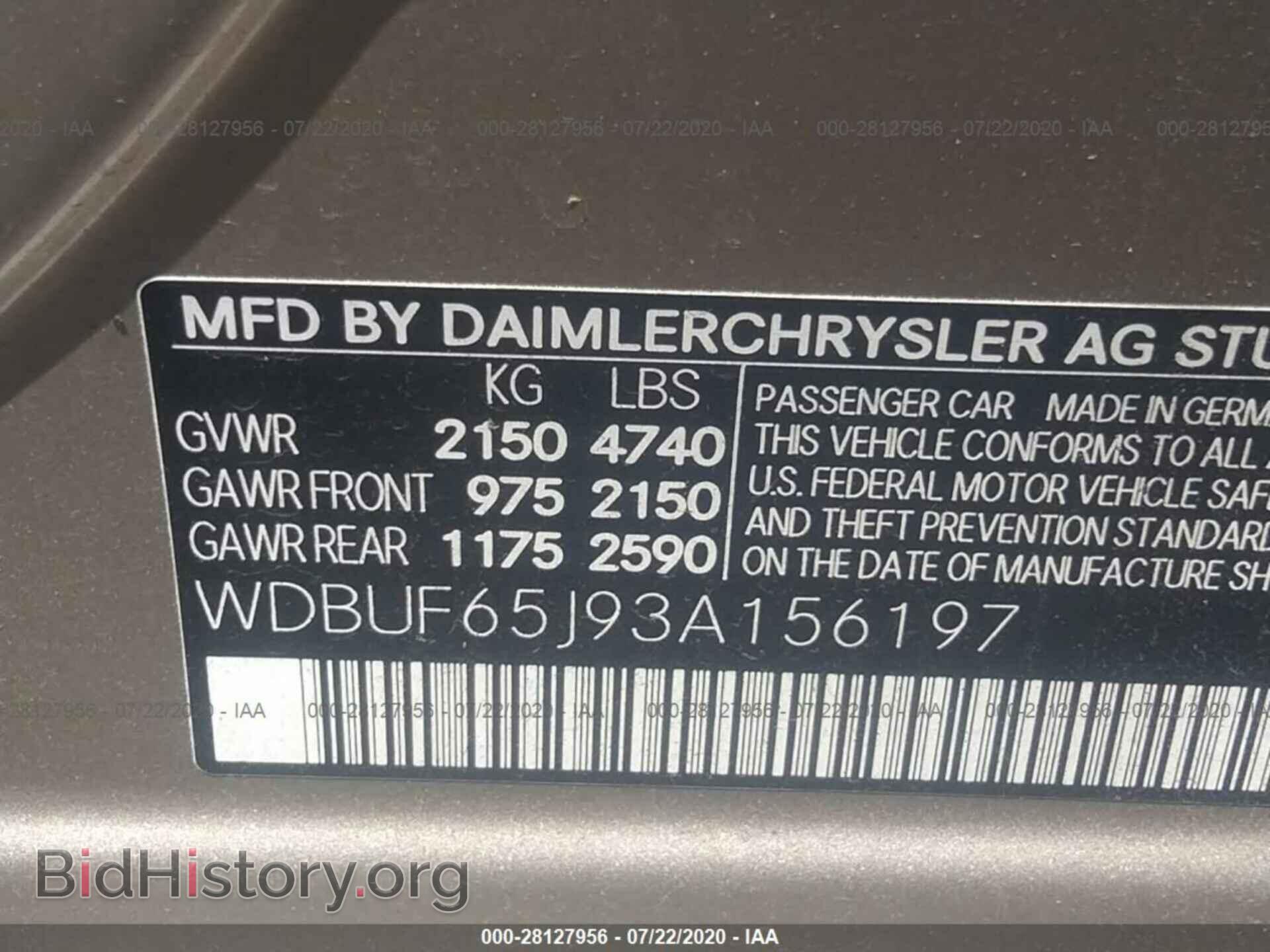 2003 MERCEDES-BENZ E-CLASS - VIN: WDBUF65J93A156197 - Фото 9