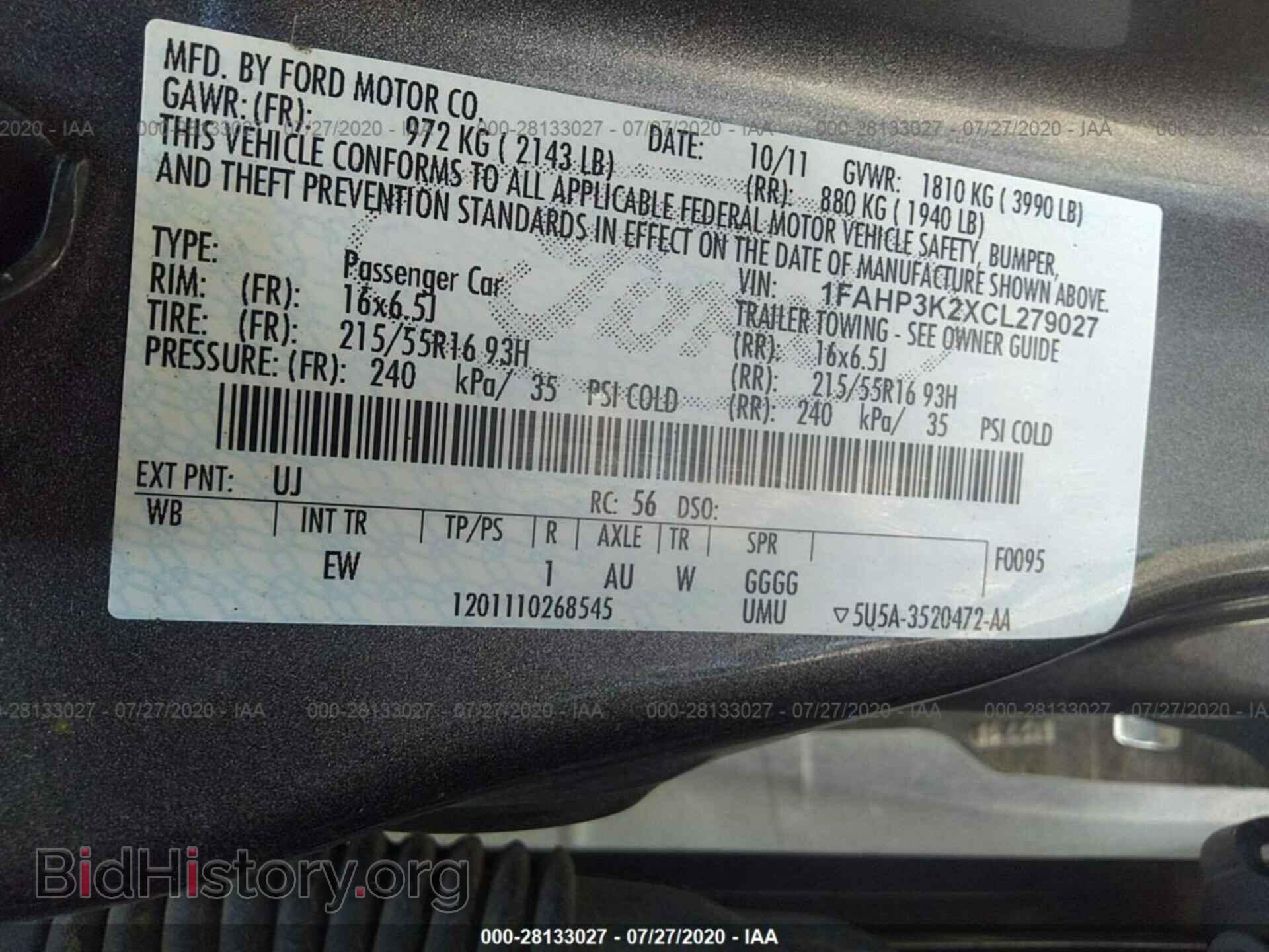 2012 FORD FOCUS - VIN: 1FAHP3K2XCL279027 - Фото 9