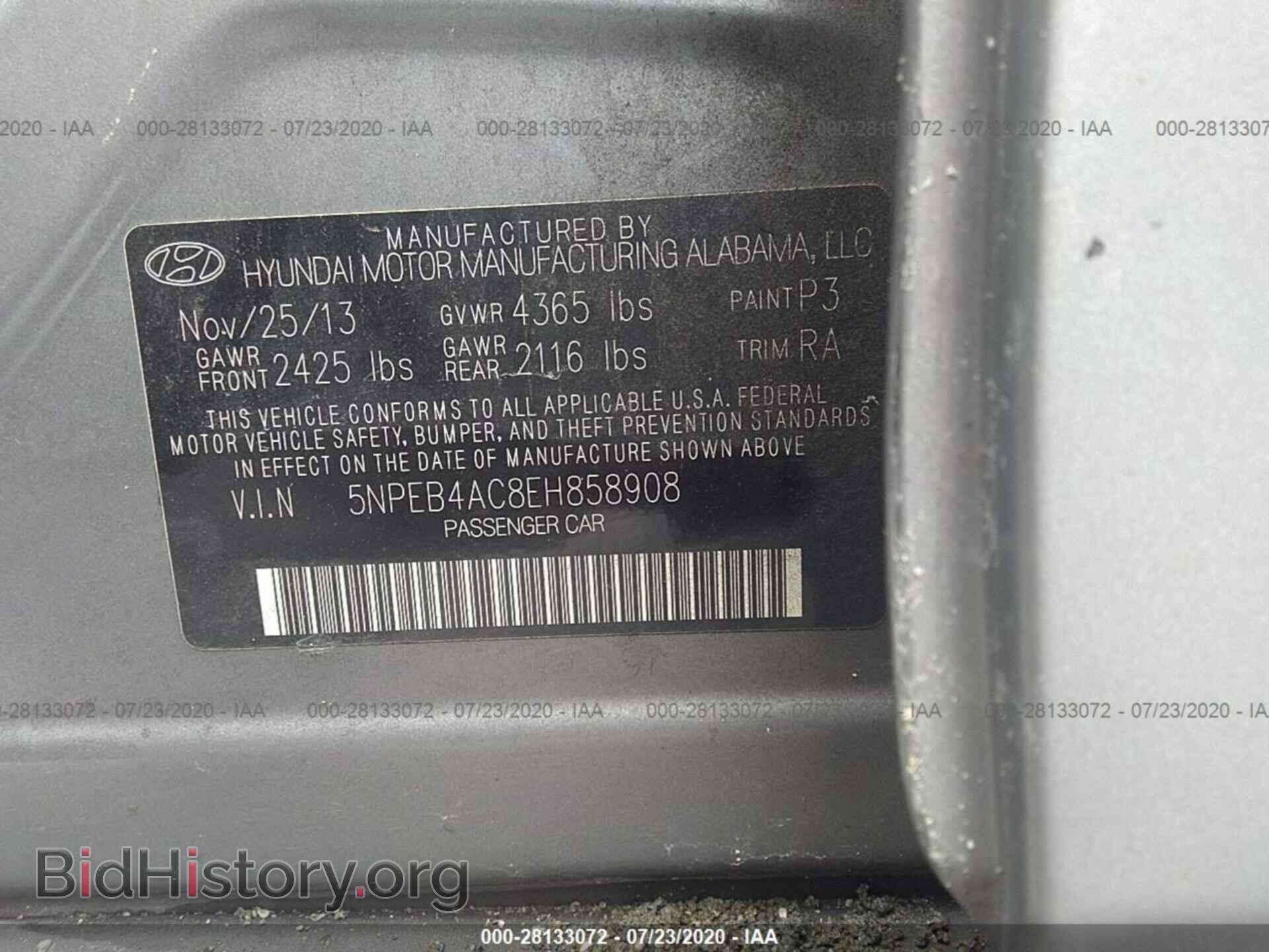 2014 HYUNDAI SONATA - VIN: 5NPEB4AC8EH858908 - Photo 9
