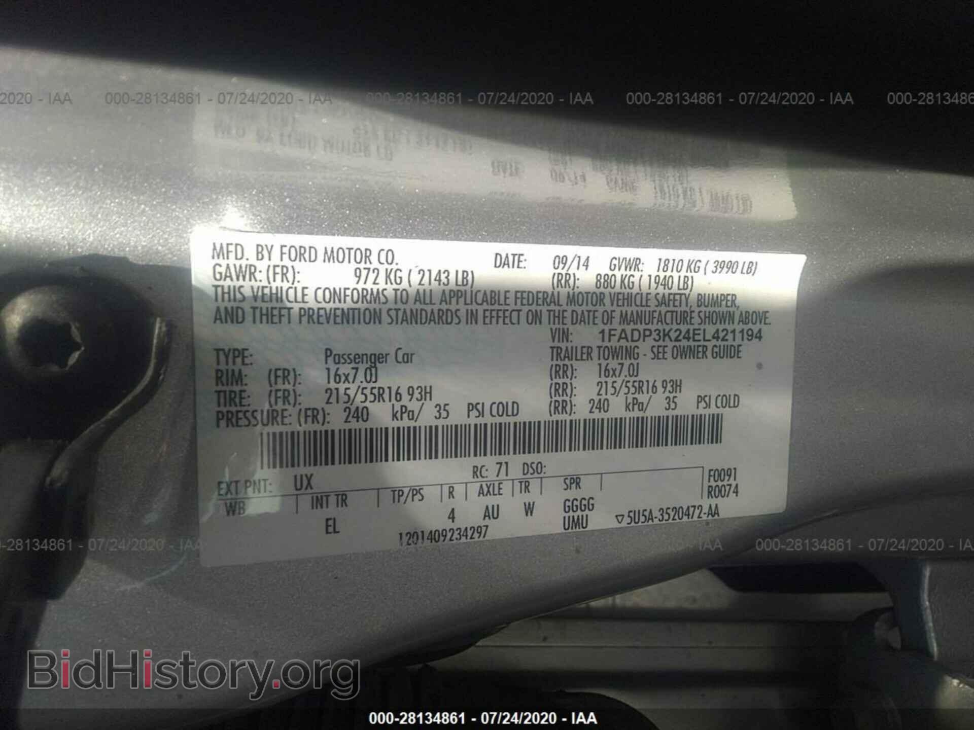 2014 FORD FOCUS - VIN: 1FADP3K24EL421194 - Фото 9
