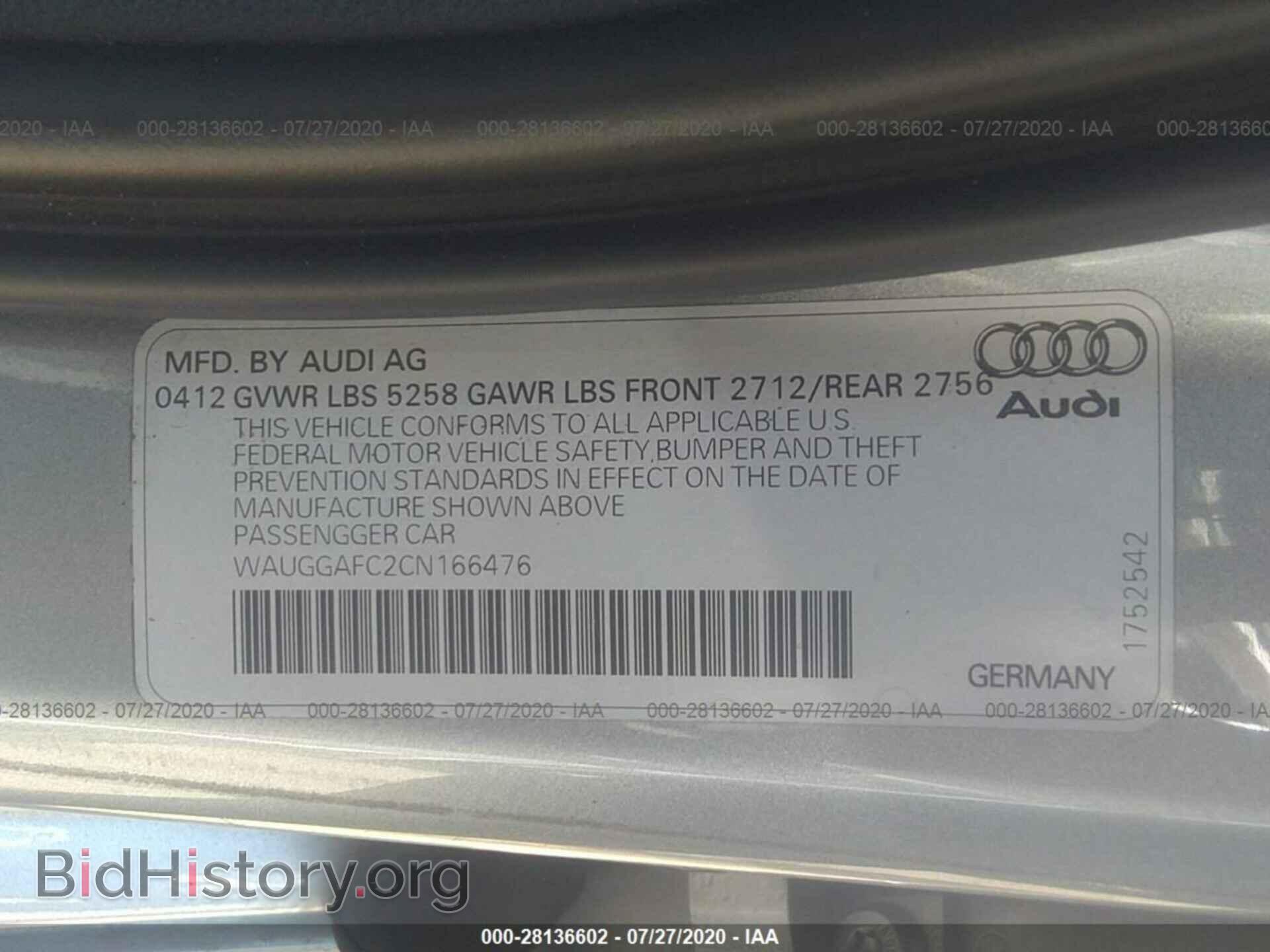 2012 AUDI A6 - VIN: WAUGGAFC2CN166476 - Фото 9