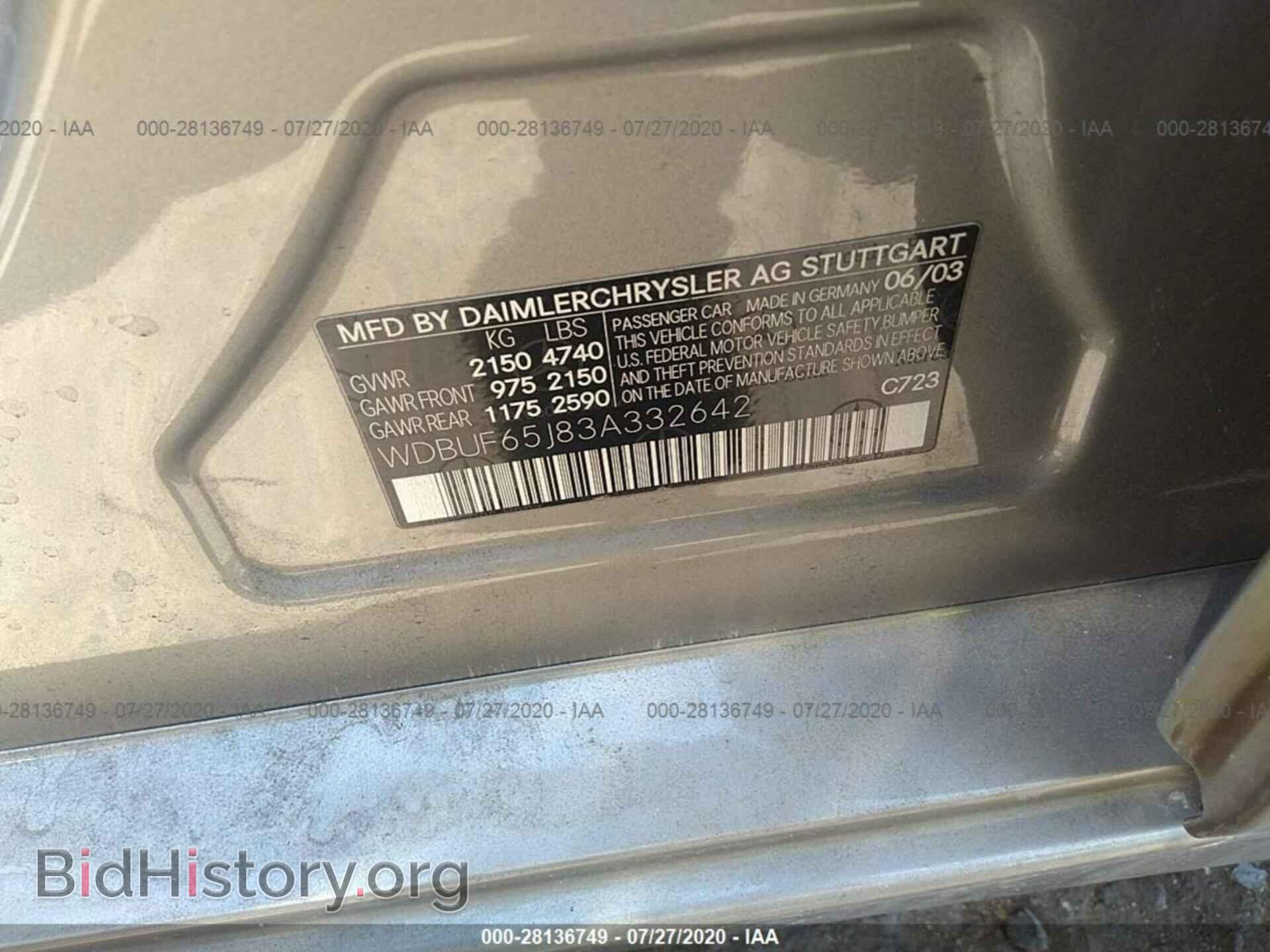 2003 MERCEDES-BENZ E-CLASS - VIN: WDBUF65J83A332642 - Photo 9