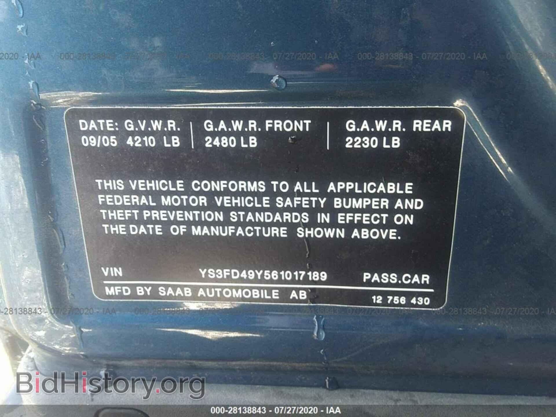 2006 SAAB 9-3 - VIN: YS3FD49Y561017189 - Фото 9