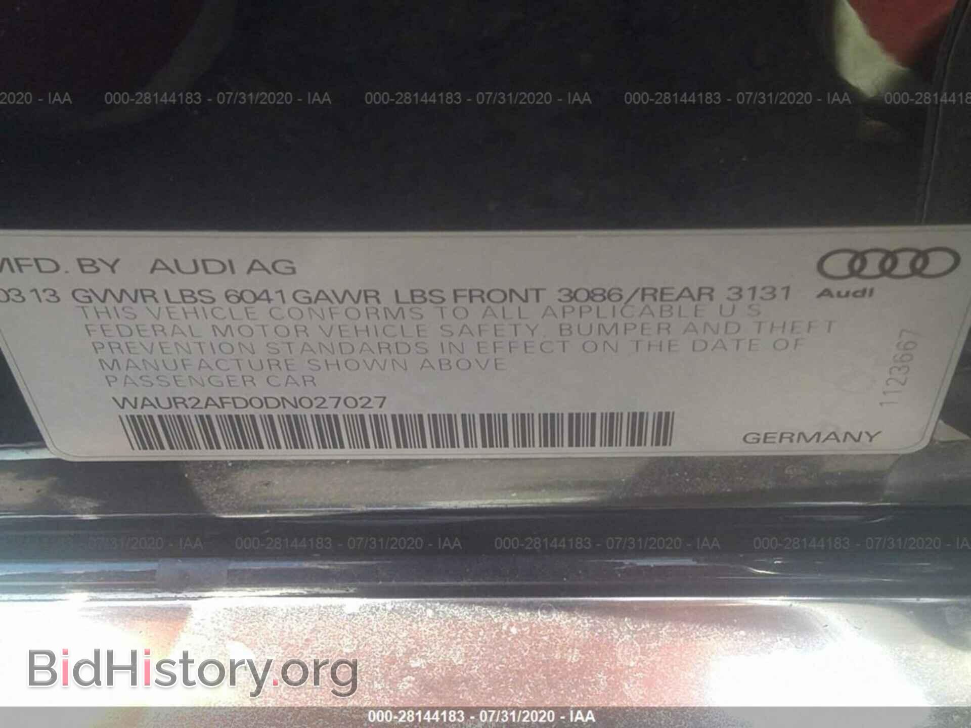 2013 AUDI A8 L - VIN: WAUR2AFD0DN027027 - Фото 9