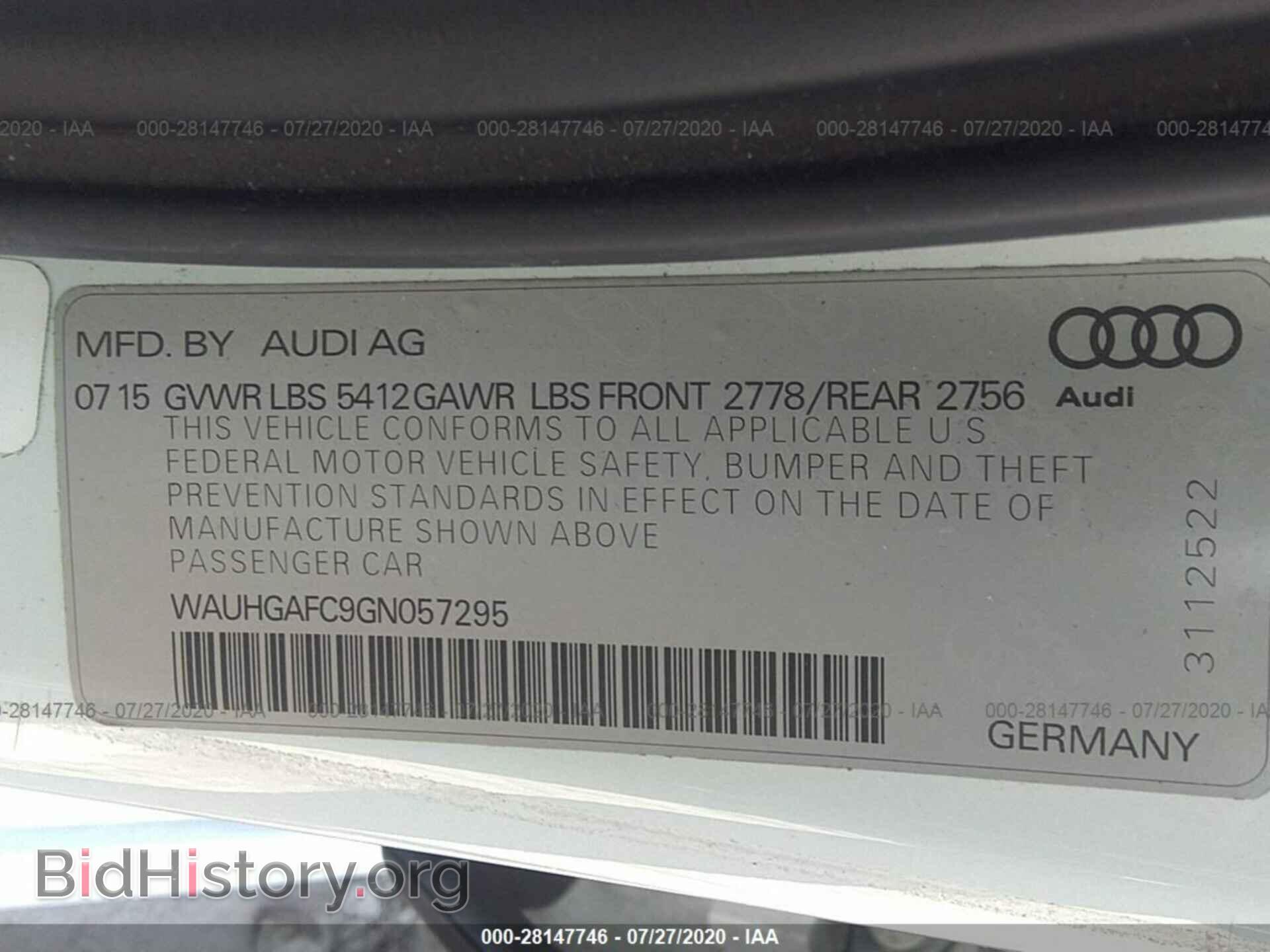2016 AUDI A6 - VIN: WAUHGAFC9GN057295 - Фото 9