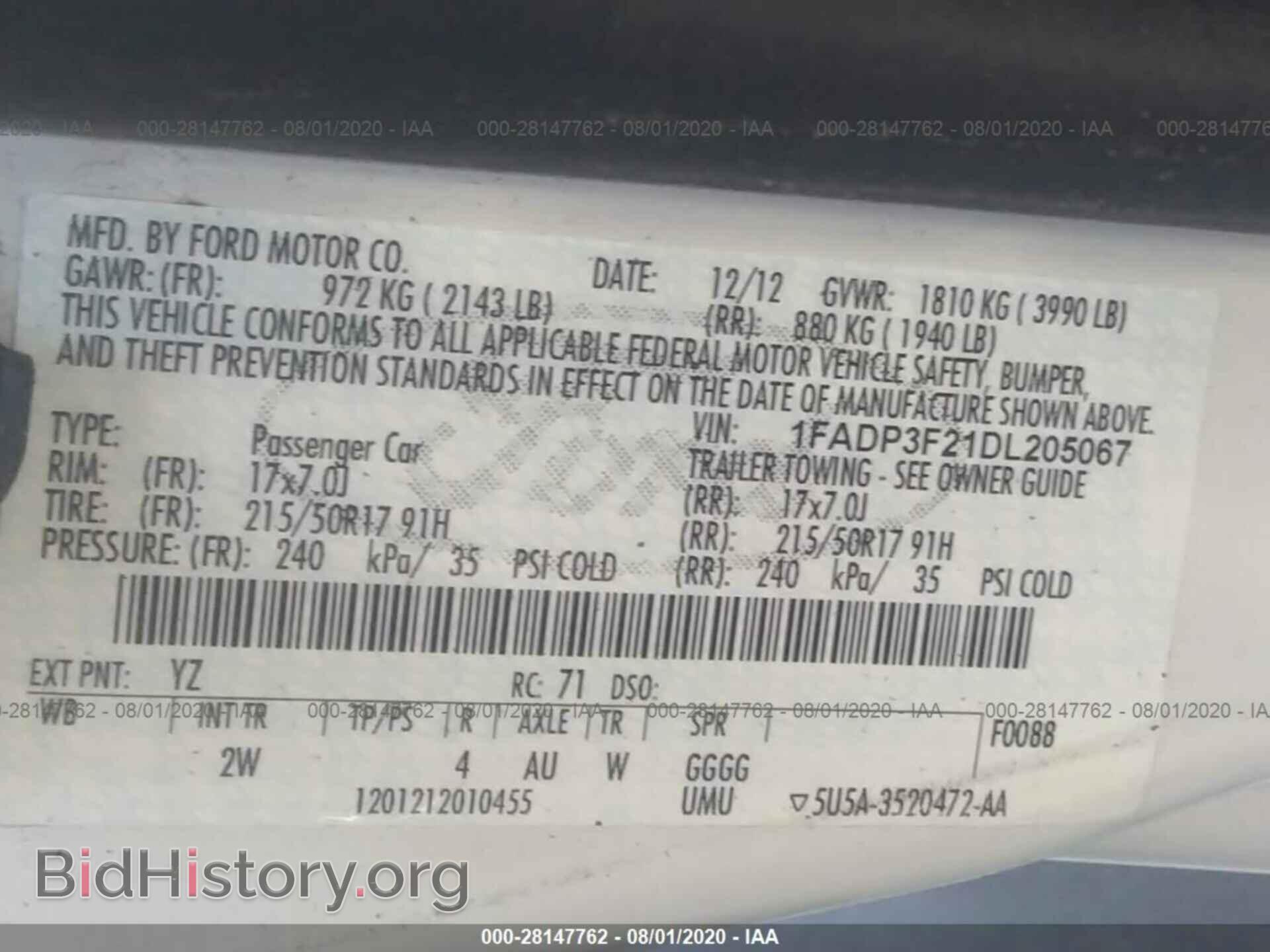 2013 FORD FOCUS - VIN: 1FADP3F21DL205067 - Фото 9